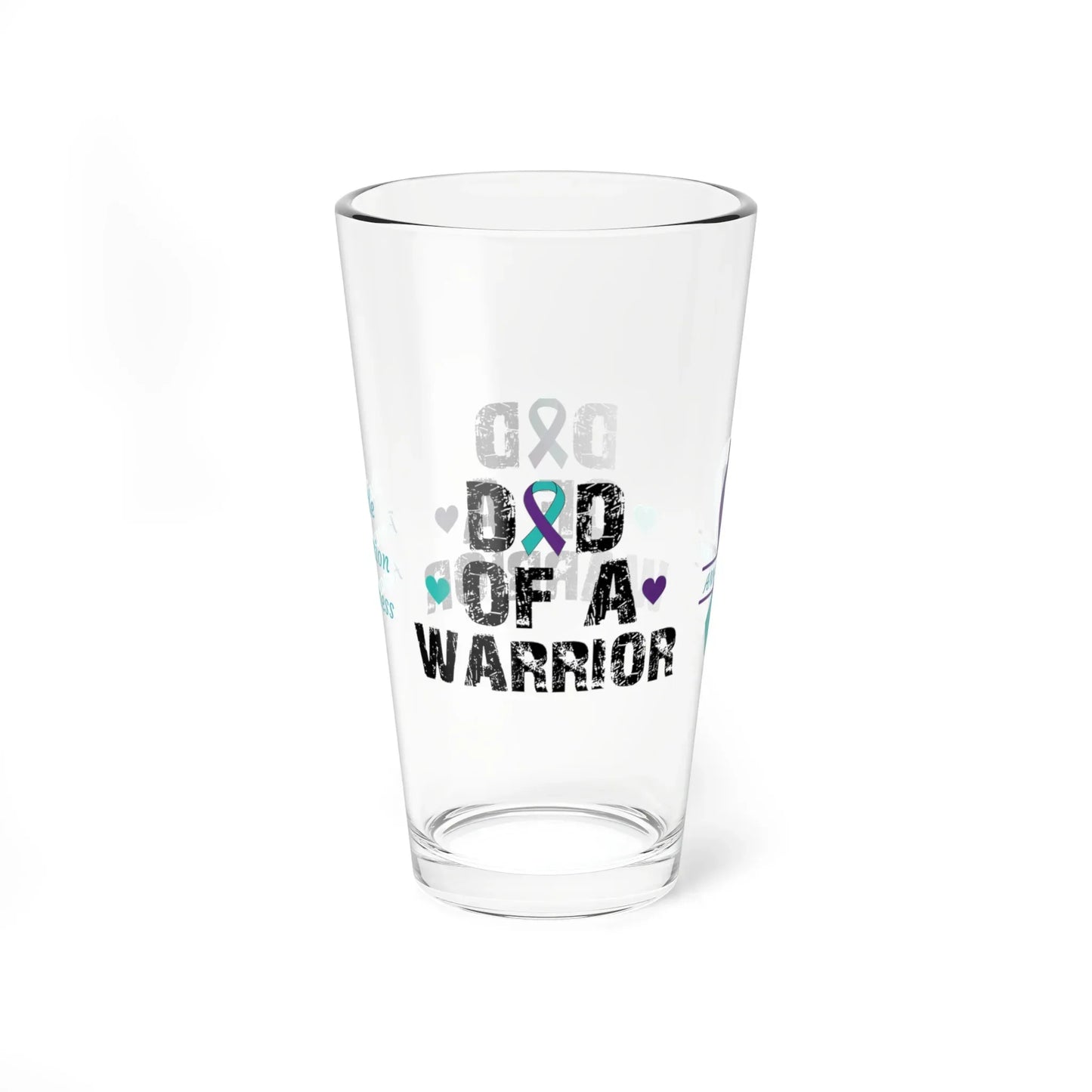 Shop our premium dad of a warrior suicide prevention awareness pint glass 16oz from MySisterIsASurvivor.