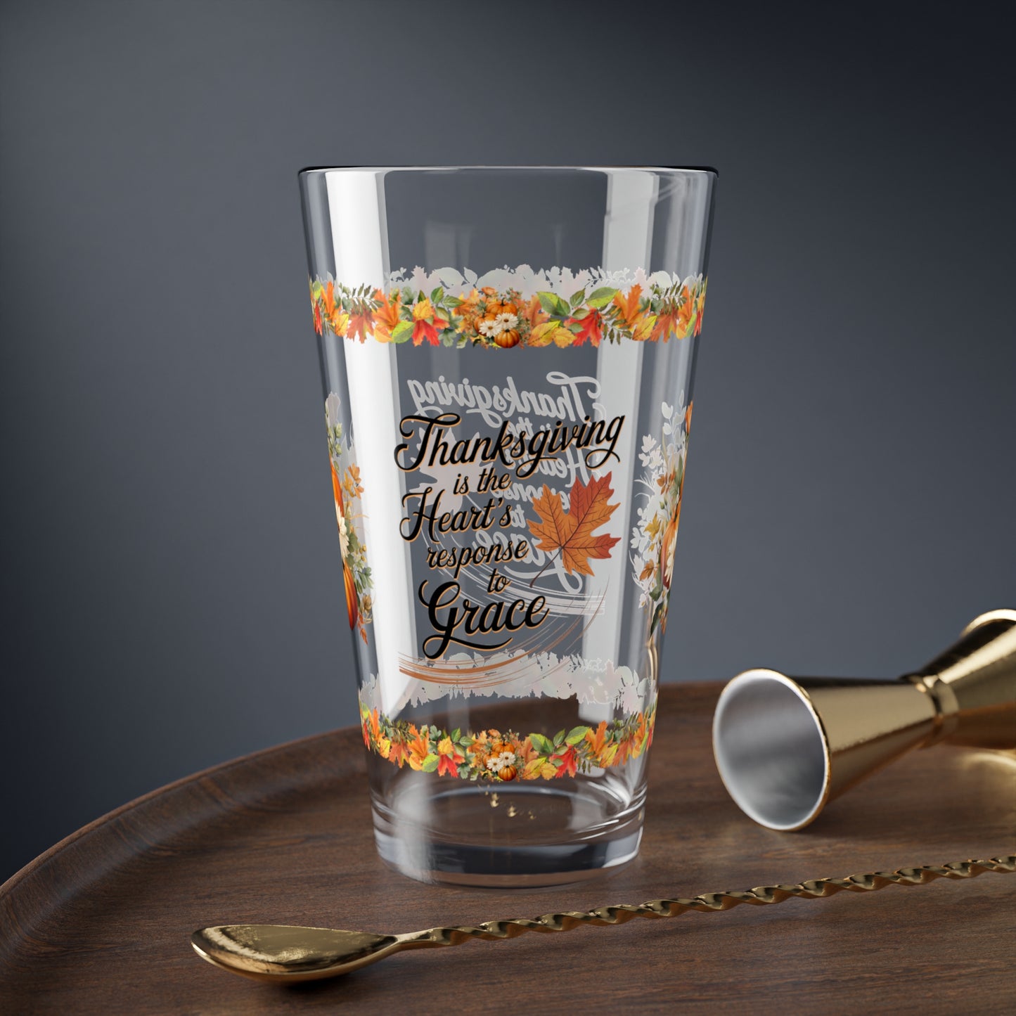 Thanksgiving Is The Heart's Response To Grace 16oz Thanksgiving Pint Glass - Gratitude, Positivity, and Self-Care Gift