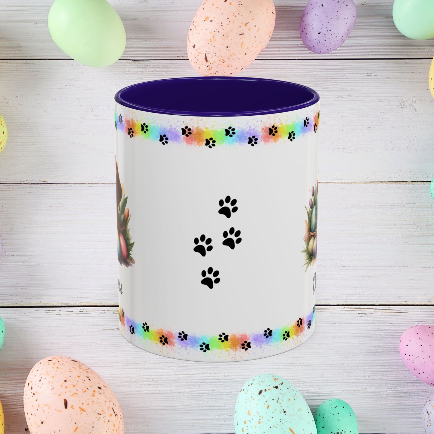Irish Setter Easter puppy coffee mug, personalized cute dog gift for mental health support and cozy mornings