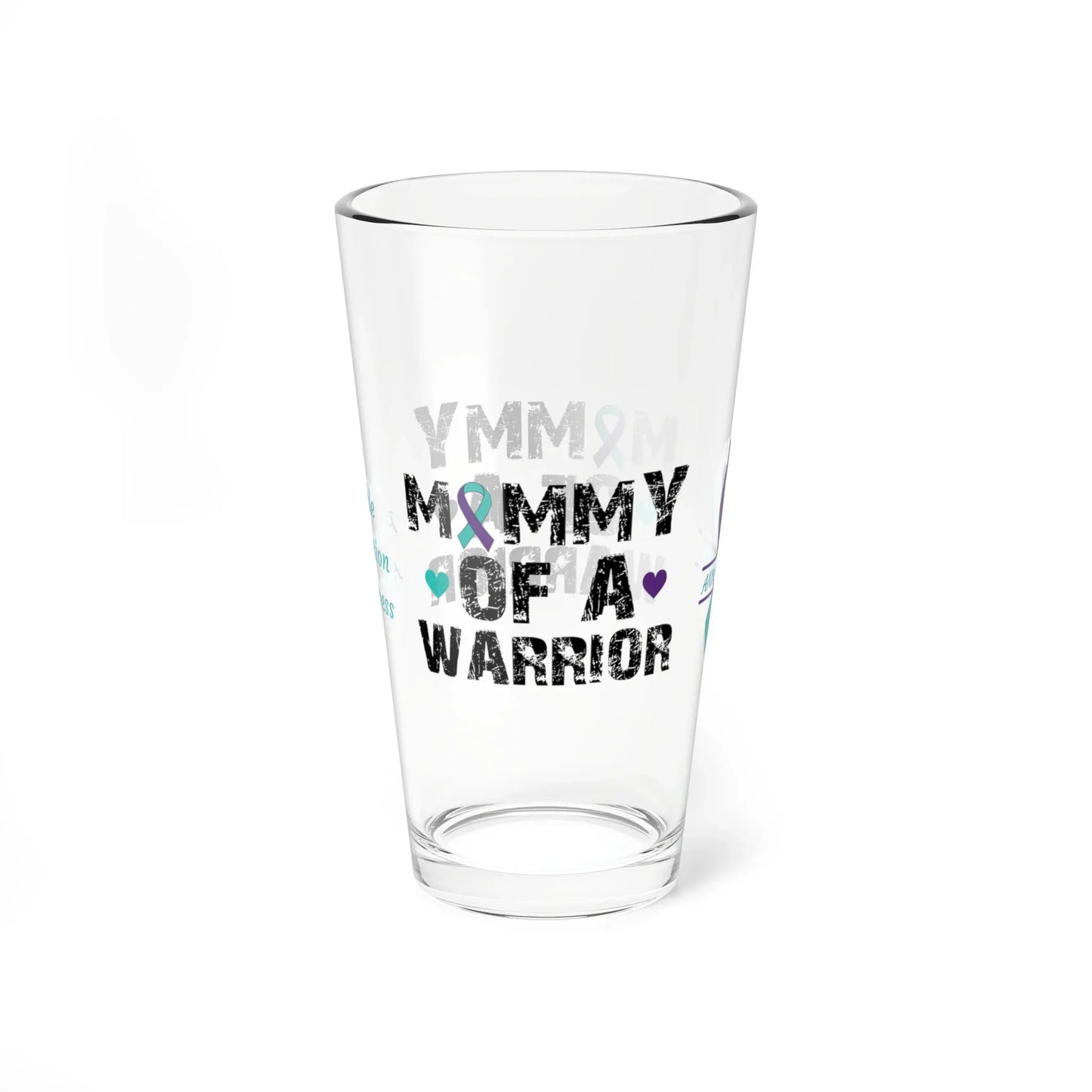 Shop our premium mommy of a warrior suicide prevention awareness pint glass 16oz from MySisterIsASurvivor.