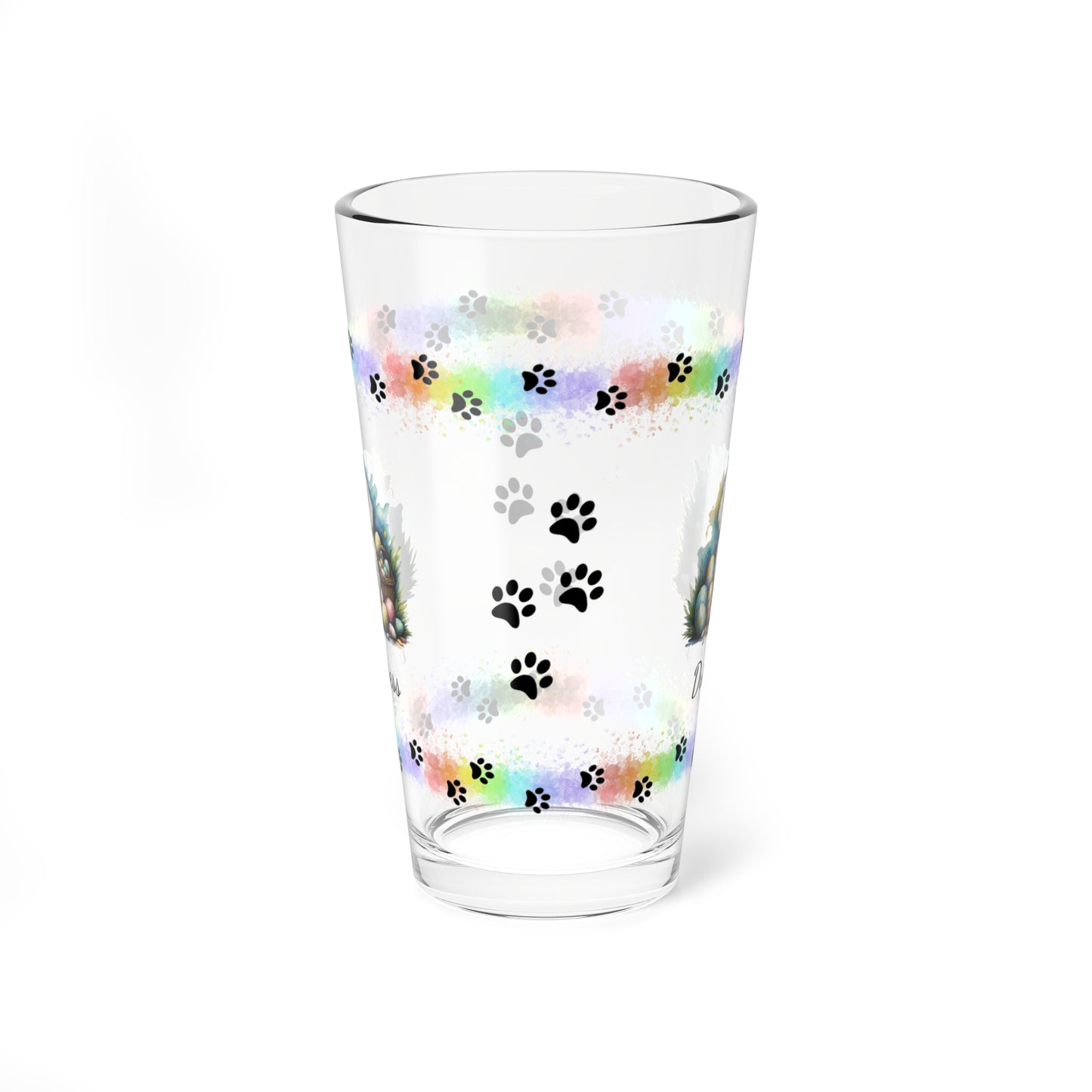 Poodle (White) Personalized Easter Puppy 16oz Pint Glass - Custom Dog Design, Mental Health Gift, Easter Décor, and Festive Celebrations