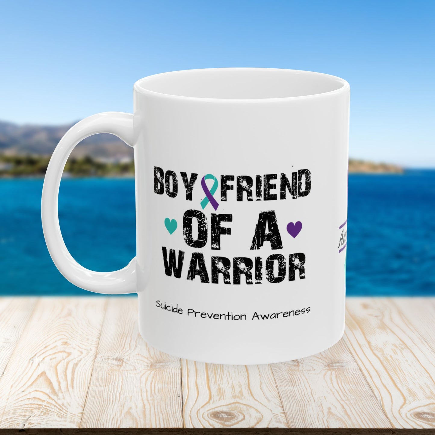Boyfriend of a Warrior - Personalized Suicide Prevention Awareness Gift, Empowerment and Resilience Ceramic Mug, Support for Survivors