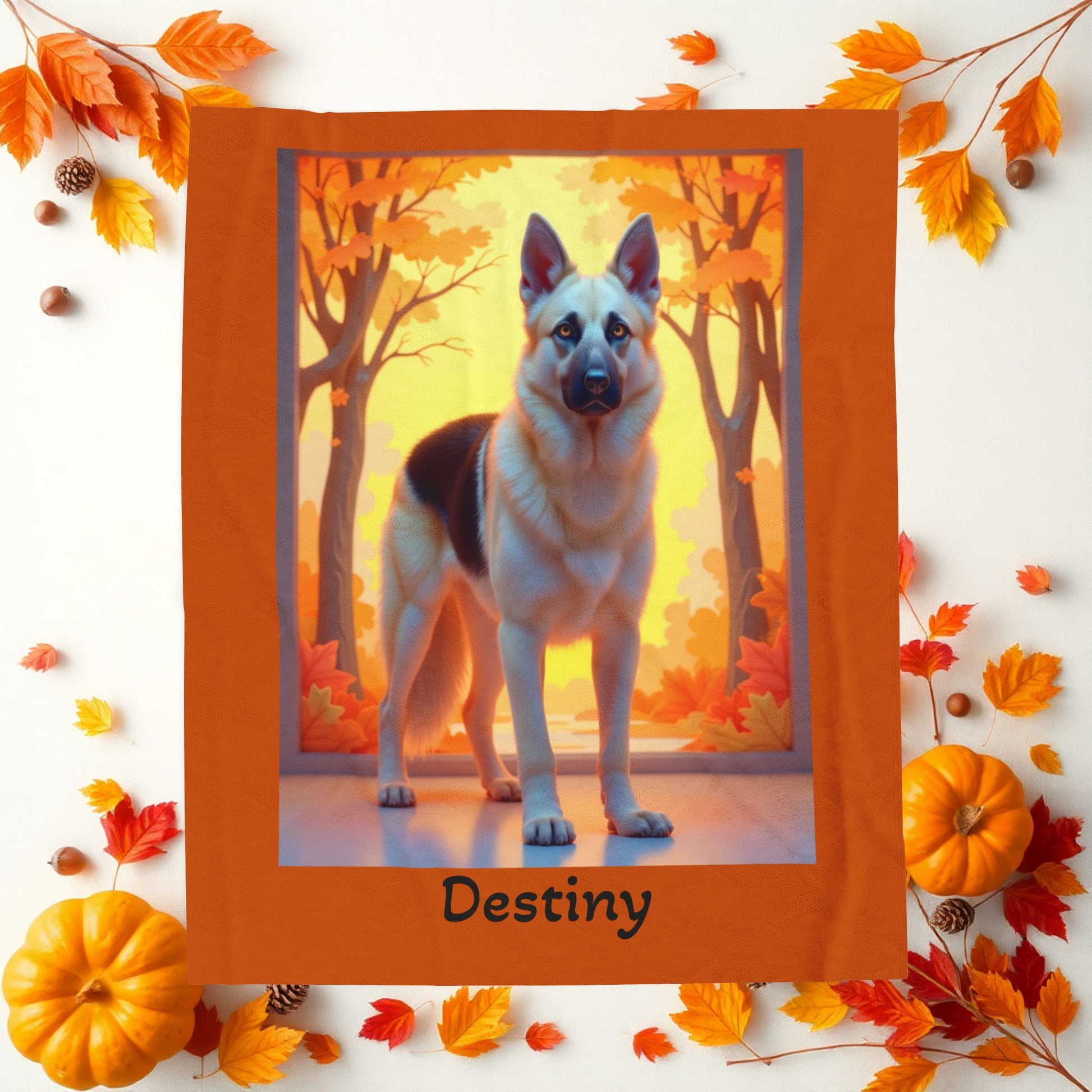 German Shepherd Black & Cream Coat Velveteen Blanket, Personalized Plush Dog Throw for GSD Fans