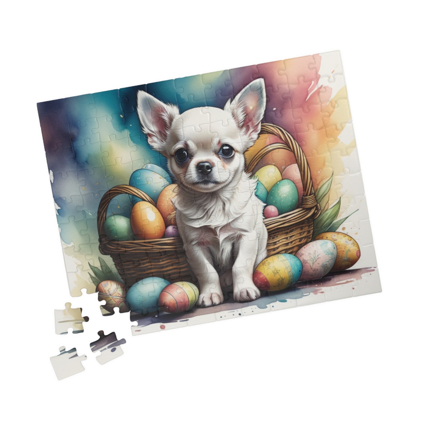 Chihuahua (White) Easter Puppy Puzzle - Dog Lovers, Mental Health Benefits, Holiday Fun, Mindfulness, Stress Relief, Festive Gift