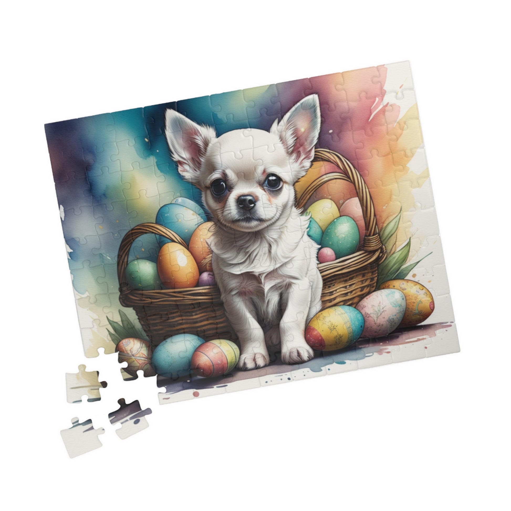 Chihuahua (White) Easter Puppy Puzzle - Dog Lovers, Mental Health Benefits, Holiday Fun, Mindfulness, Stress Relief, Festive Gift