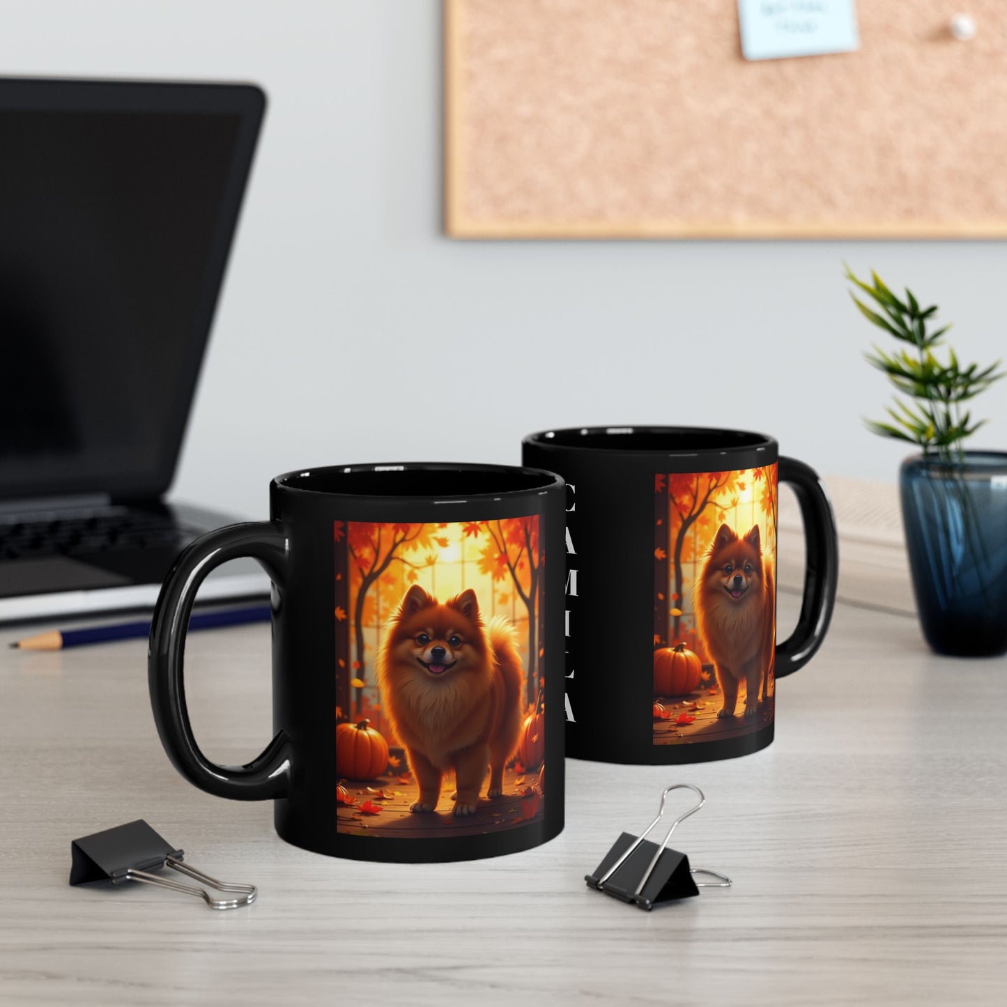 Pomeranian Red - Custom name autumn coffee mug, dog parent gift for Pomeranian owners