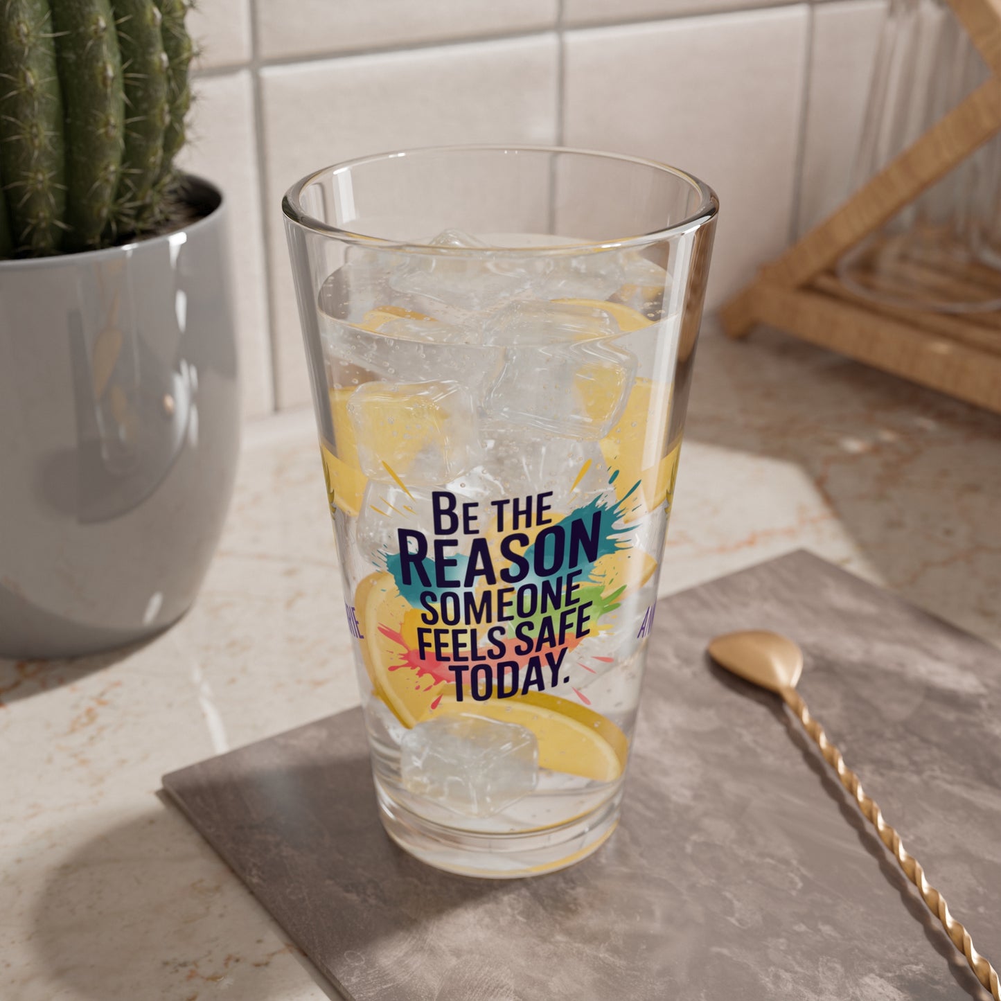 Rise & Reclaim Pint Glass – Be the Reason Someone Feels Safe Today | Survivor Encouragement Gift