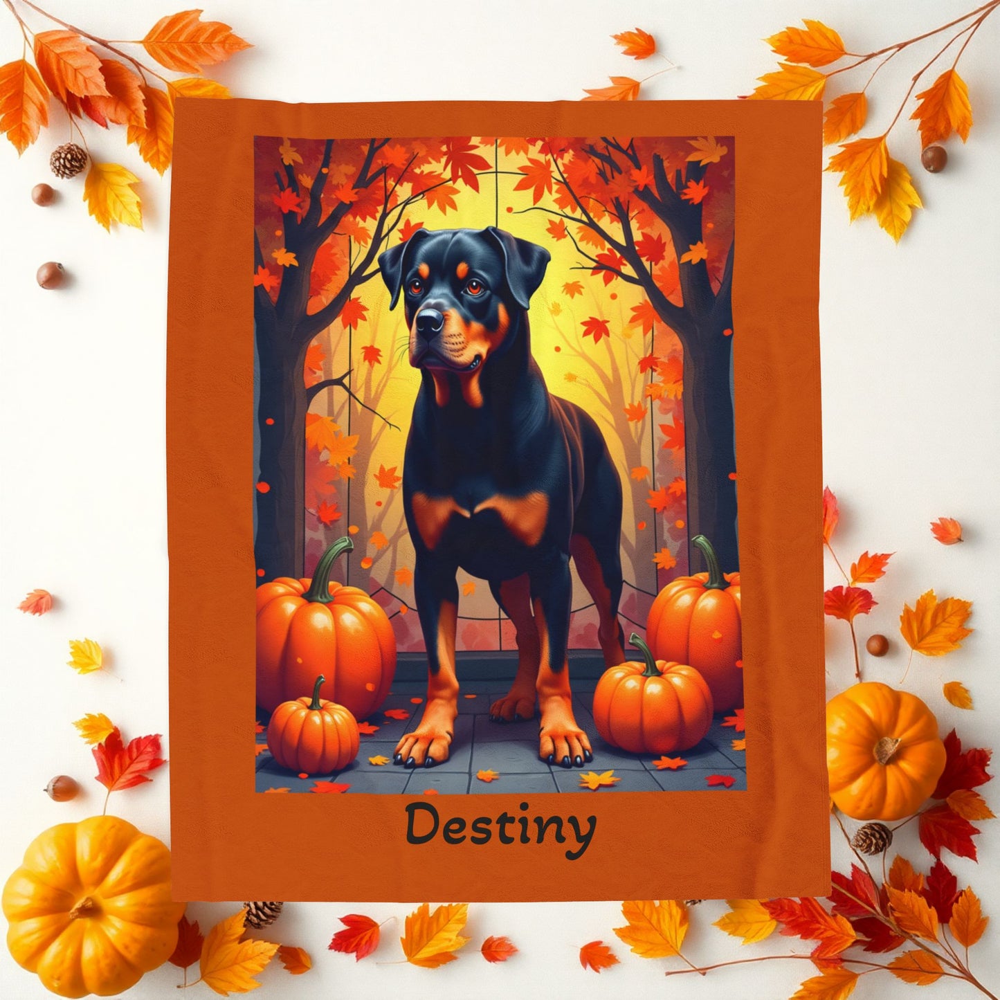 Black and Tan Rottweiler velveteen plush blanket, warm personalized dog throw for Rottie families - MySisterIsASurvivor