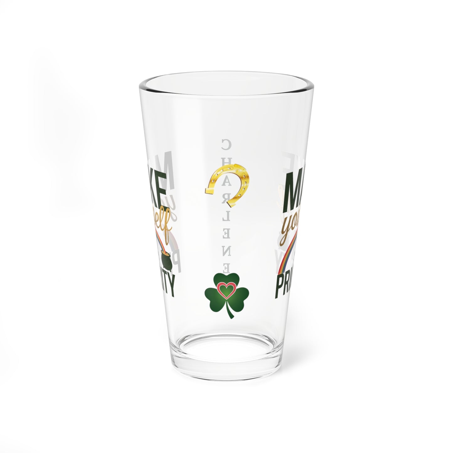 Make Yourself A Priority: Personalized St. Patrick's Day Pint Glass - Customizable Name for Happiness and Positivity