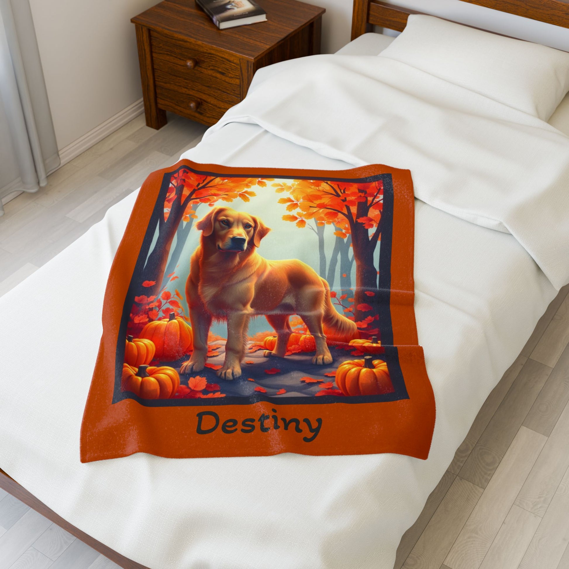Golden Retriever Velveteen Plush Blanket, Personalized Dog Throw for Retriever Owners