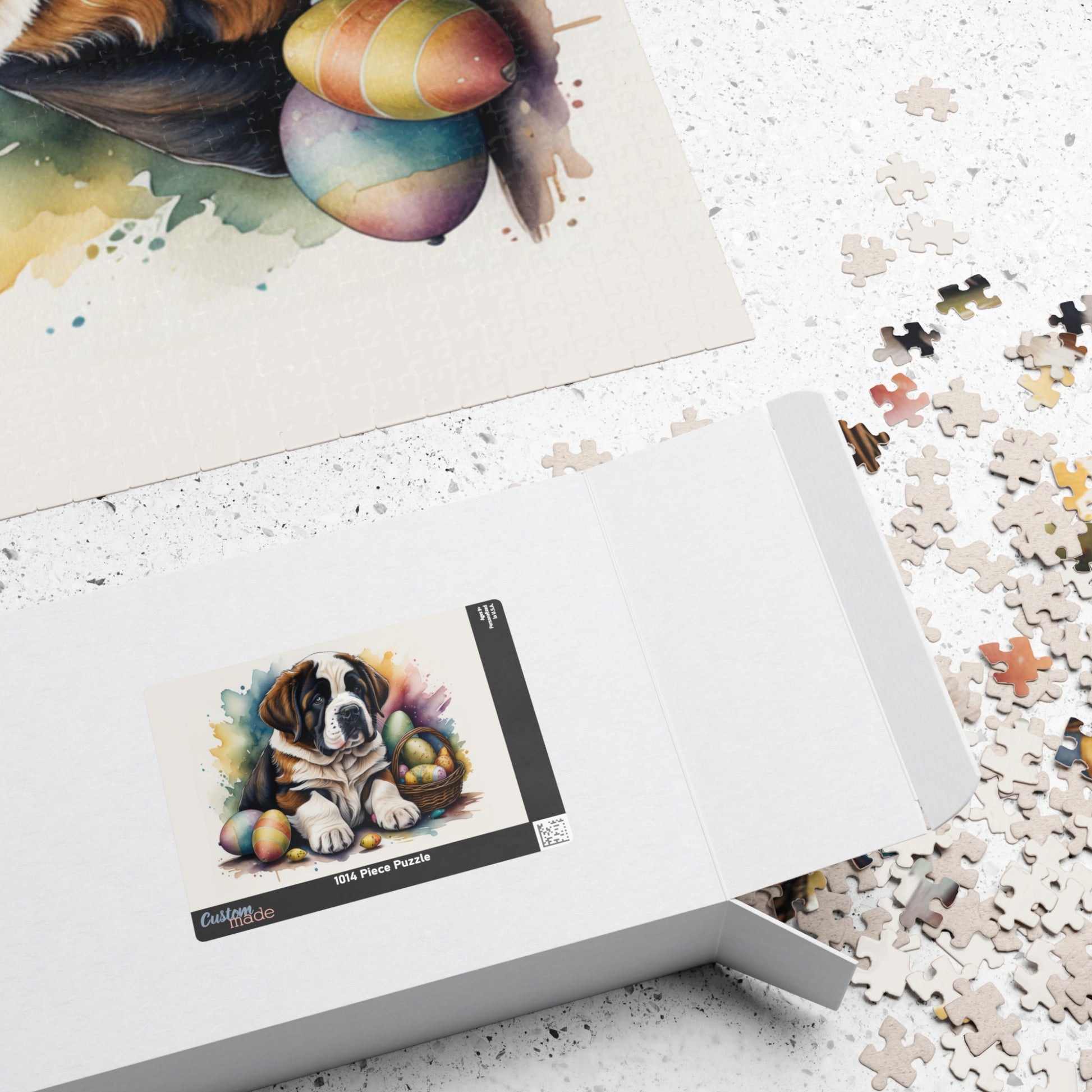 Saint Bernard Easter Puppy Puzzle - Dog Lovers, Mental Health Benefits, Holiday Fun, Mindfulness, Stress Relief, Festive Gift
