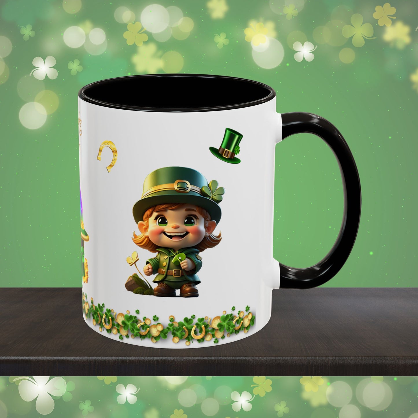 Leprechaun Mischief Logic: St. Patrick's Day Two-Tone Coffee Mug - Festive Ceramic Mug for Positivity & Mindfulness