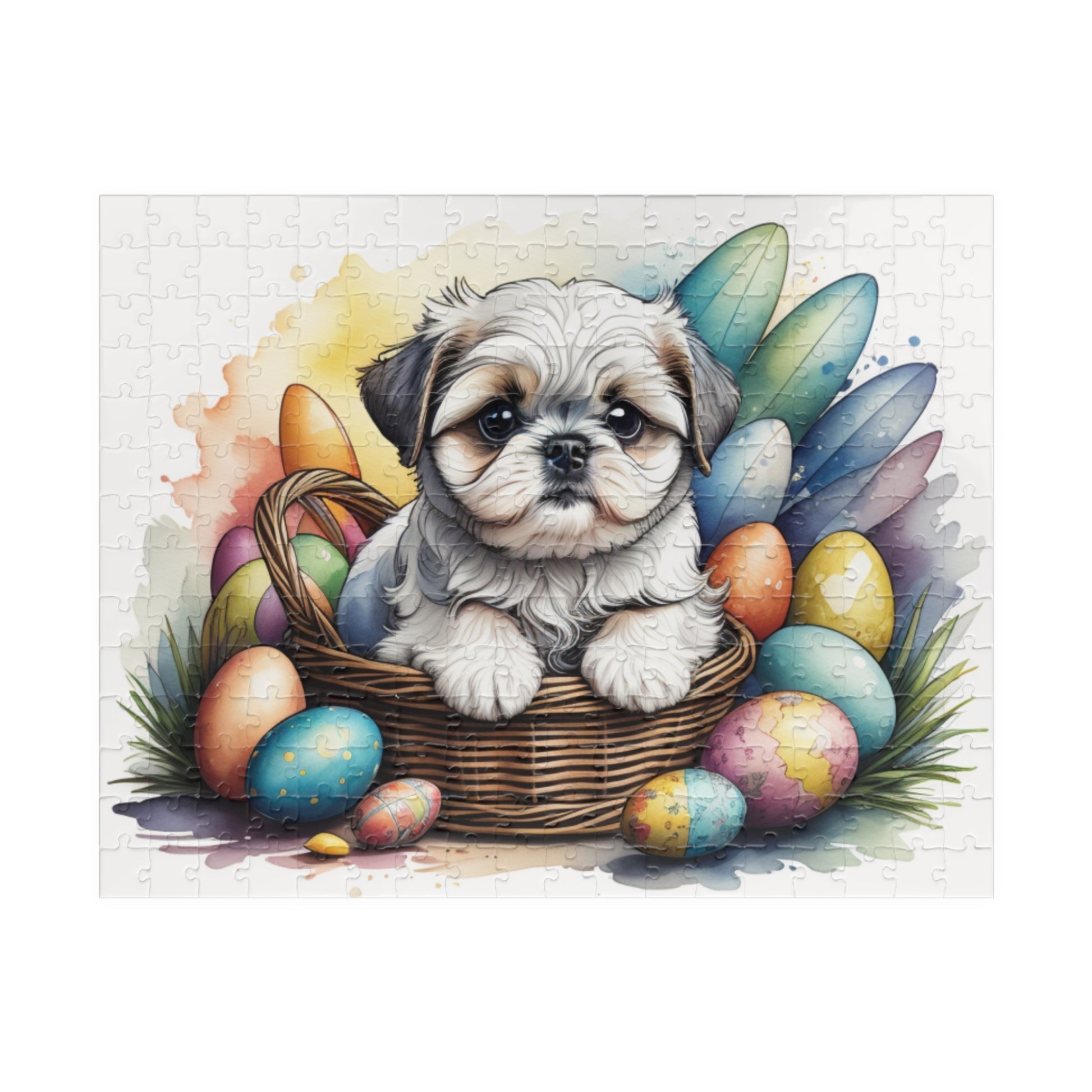 Shih Tzu (Silver & White) Easter Puppy Puzzle - Dog Lovers, Mental Health Benefits, Holiday Fun, Mindfulness, Stress Relief, Festive Gift