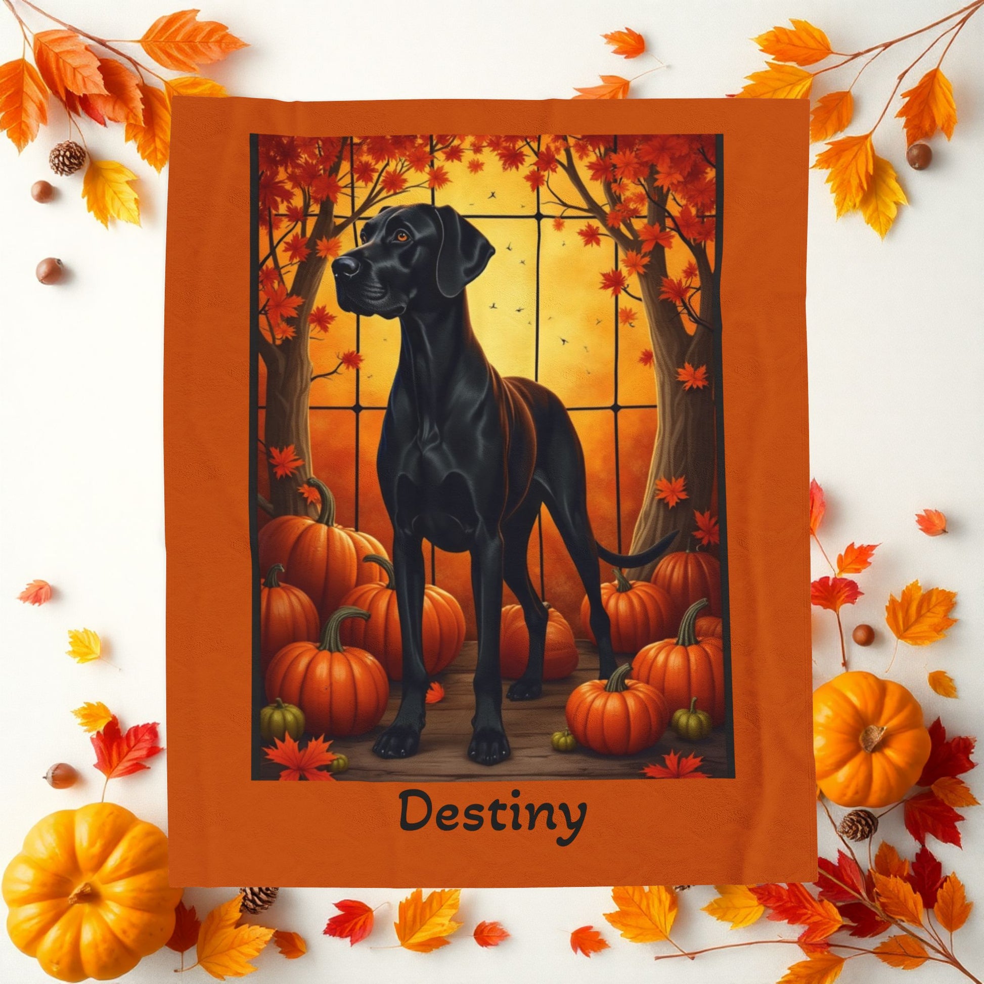 Great Dane Black Coat Velveteen Plush Blanket, Personalized Dog Throw, Cozy Gentle Giant Gift
