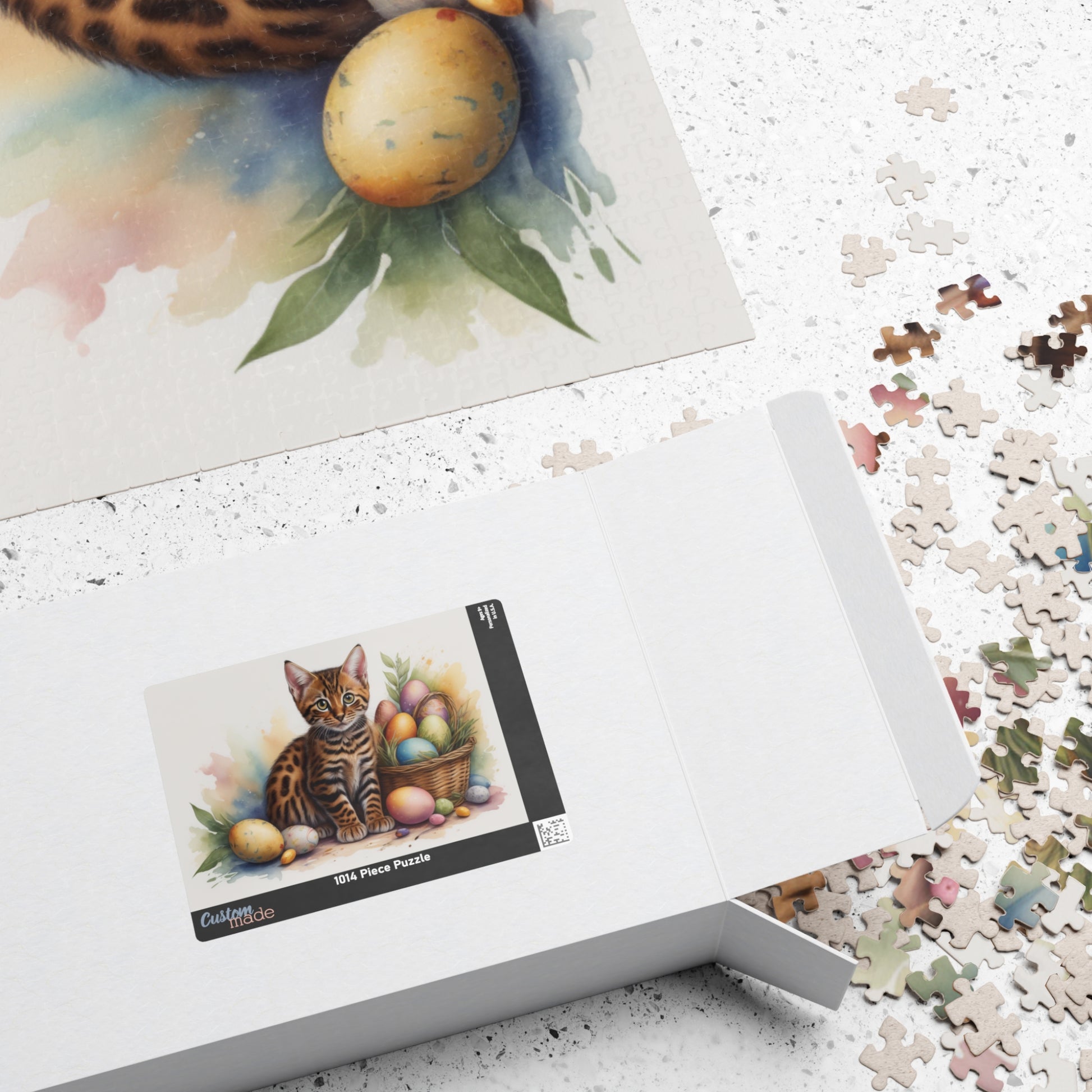 Bengal Easter Kitten Puzzle - Cat Lovers, Mental Health Benefits, Holiday Fun, Mindfulness, Stress Relief, Festive Gift