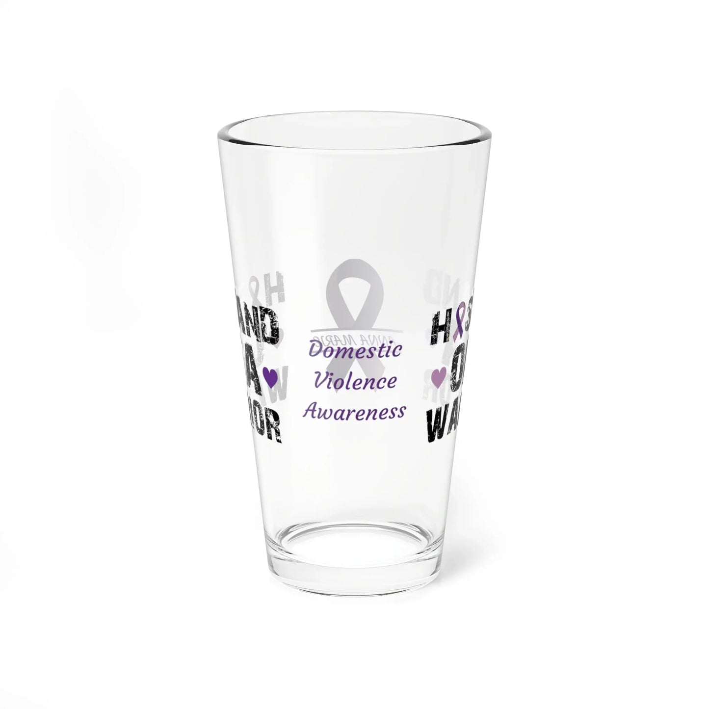 Shop our premium husband of a warrior domestic violence awareness pint glass 16oz from MySisterIsASurvivor.