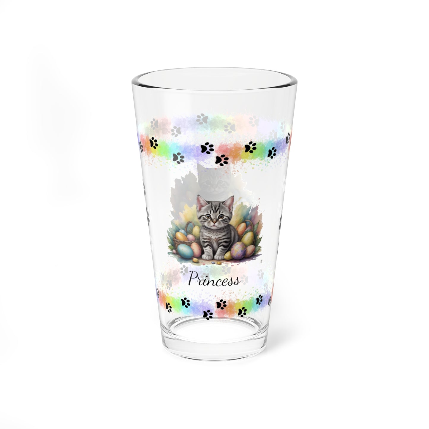 American Shorthair Easter Kitten 16oz Pint Glass - Personalized Cat-Themed Gift, Mental Health Drinkware, Holiday Décor & Easter Celebration