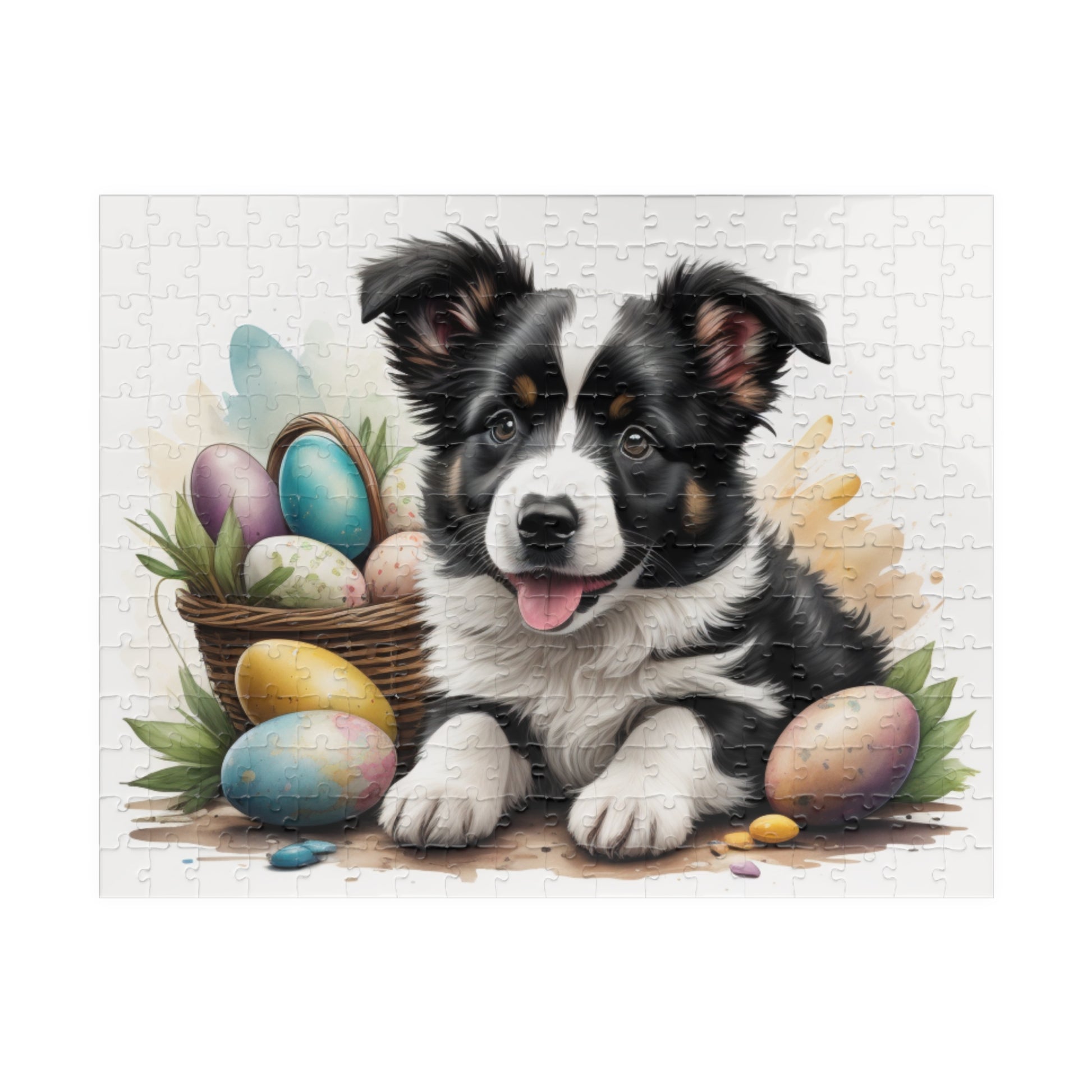 Border Collie (Black & White) Easter Puppy Puzzle - Dog Lovers, Mental Health Benefits, Holiday Fun, Mindfulness, Stress Relief, Festive Gift