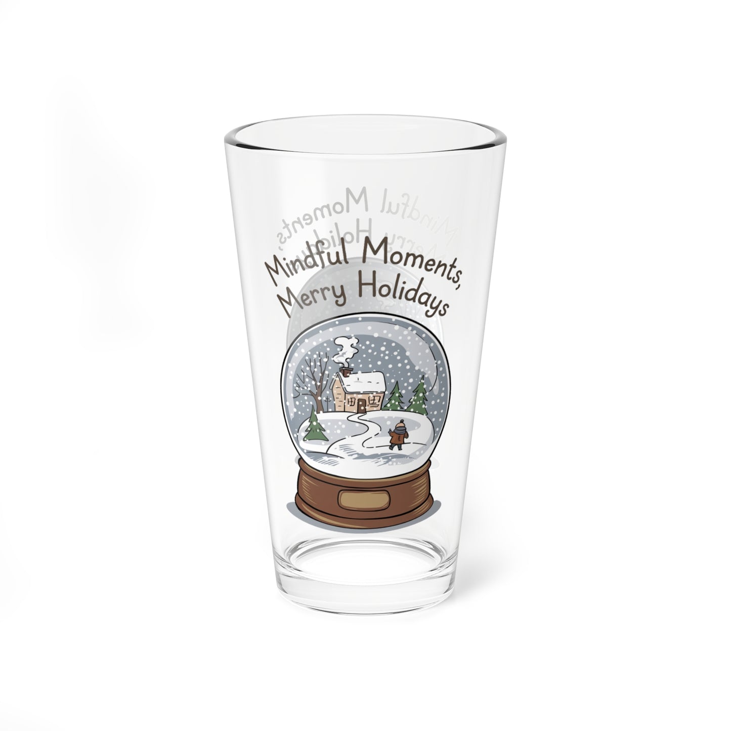 Mindful Moments, Merry Holidays, Christmas Pint Glass, 16oz