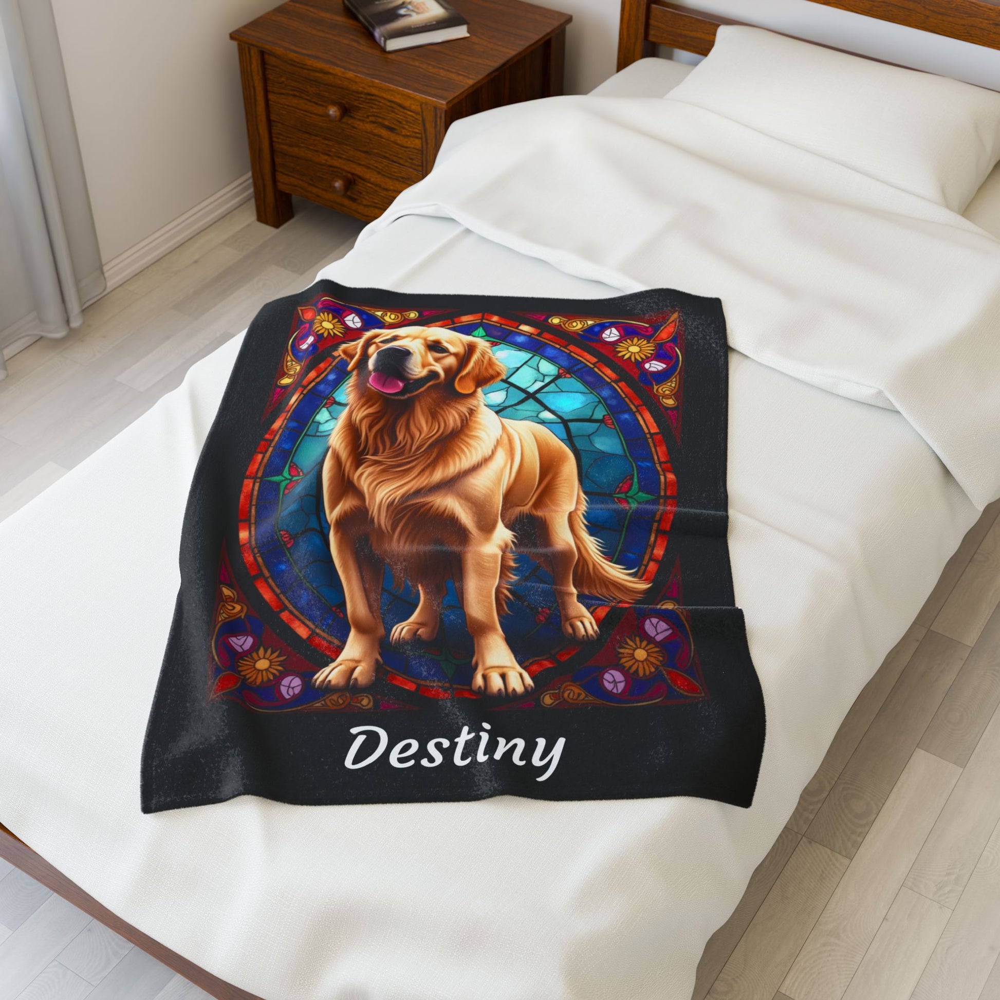 Golden Retriever Classic Coat Personalized Velveteen Plush Blanket, Unique Dog Lover Gift for Humans