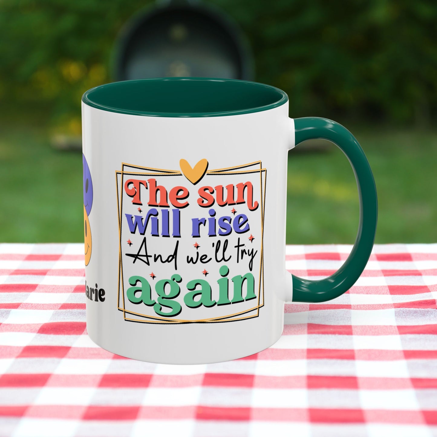 The Sun Will Rise and We’ll Try Again - Personalized Retro Hopeful Mental Health Mug for Strength & Resilience