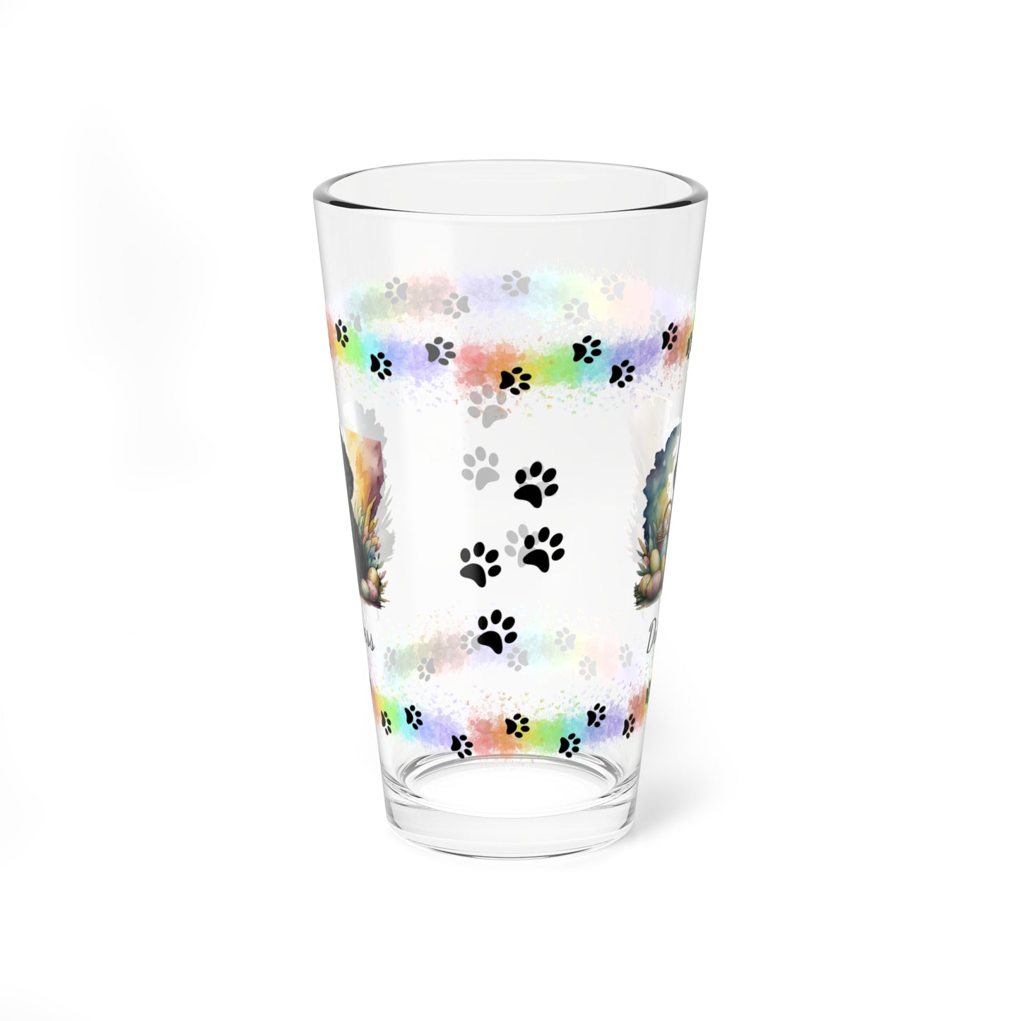 Poodle (Black) Personalized Easter Puppy 16oz Pint Glass - Custom Dog Design, Mental Health Gift, Easter Décor, and Festive Celebrations