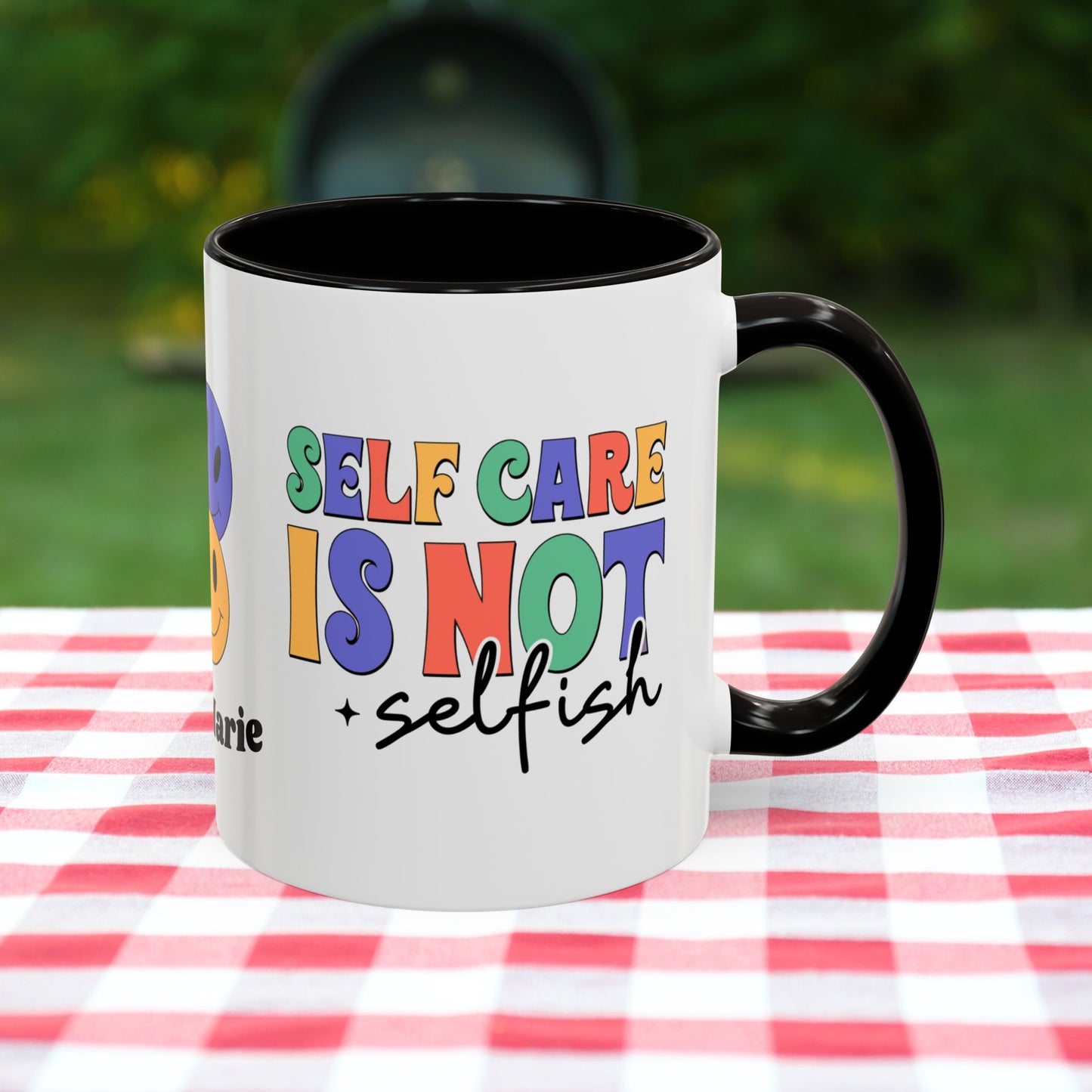 Self-Care is Not Selfish - Personalized Retro Empowering Mental Health Mug for Daily Wellness
