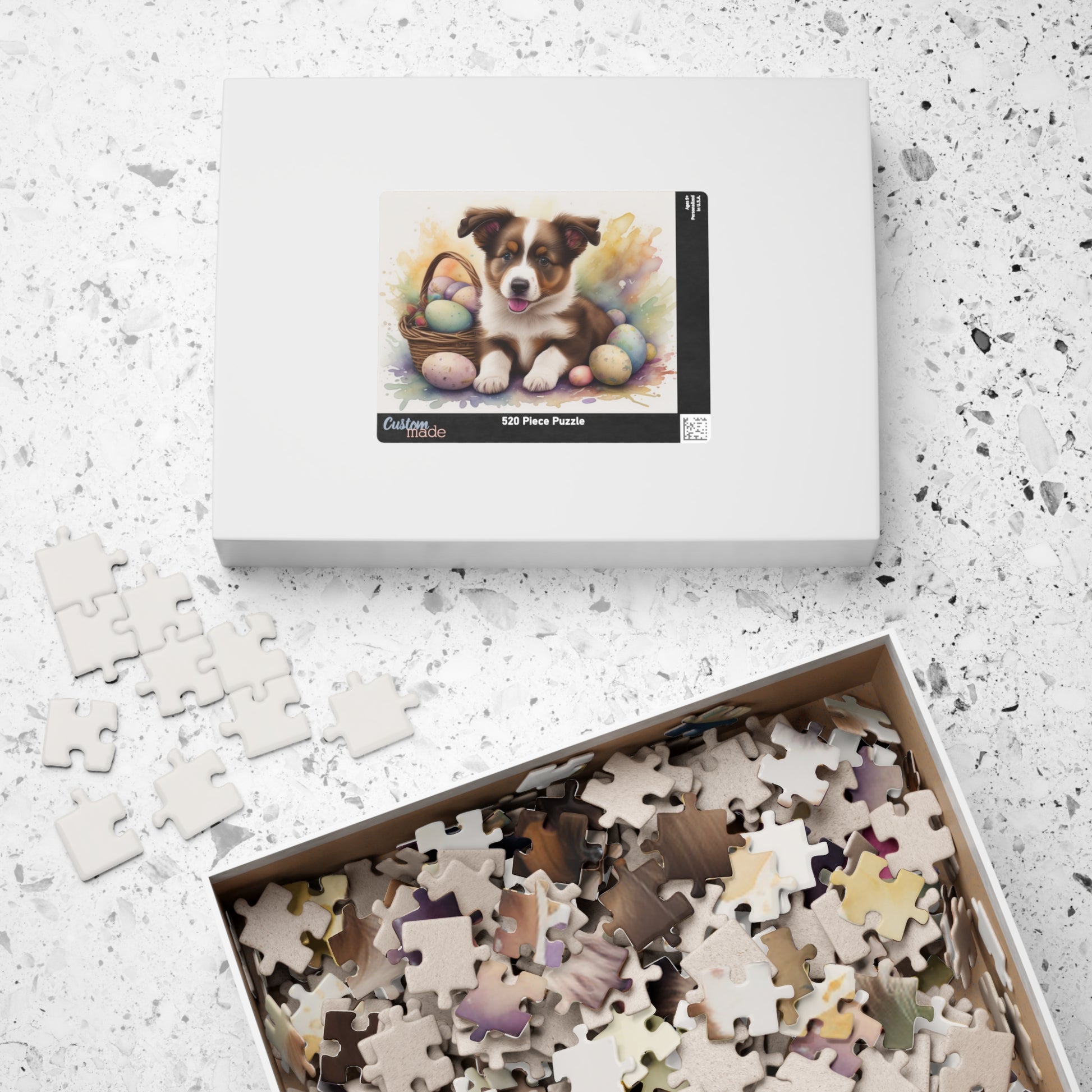 Border Collie (Brown & White) Easter Puppy Puzzle - Dog Lovers, Mental Health Benefits, Holiday Fun, Mindfulness, Stress Relief, Festive Gift