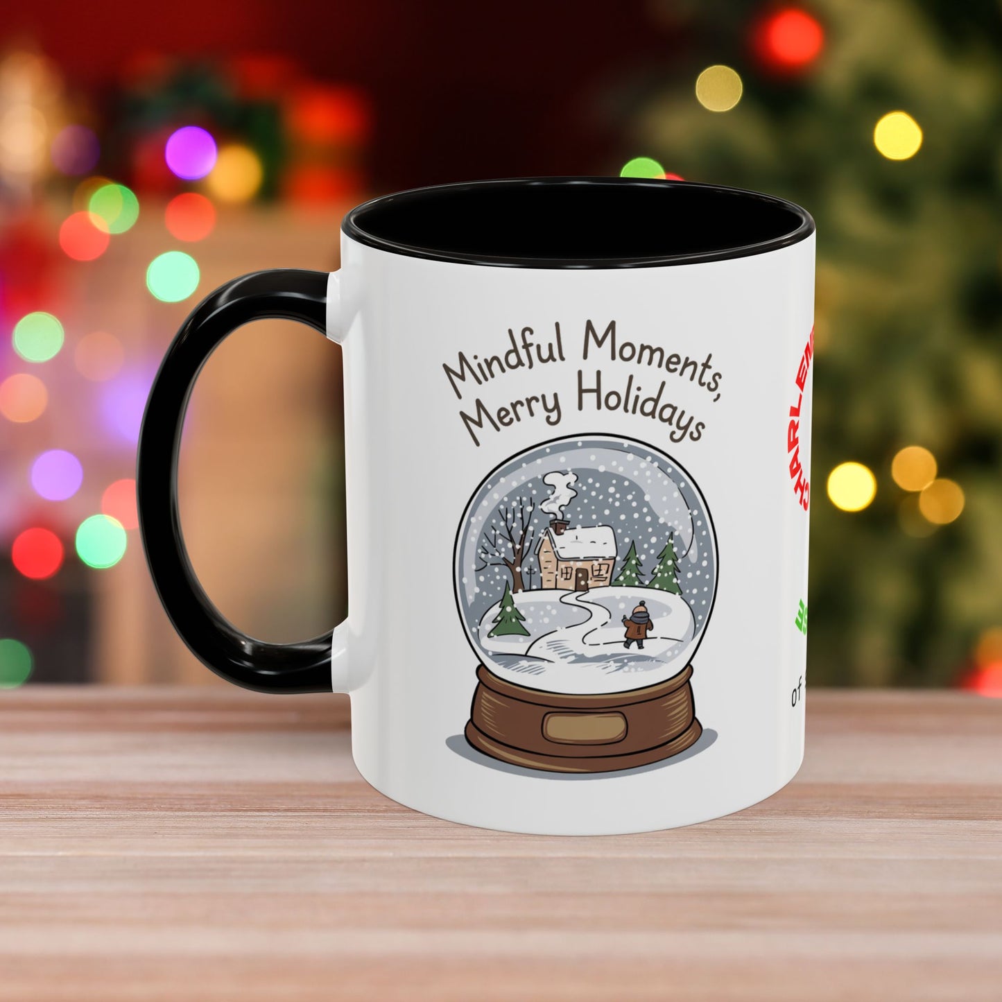 Mindful Moments Merry Holidays Mug - Personalized Self-Care Mug, Christmas Mental Health Gift with Accent Color