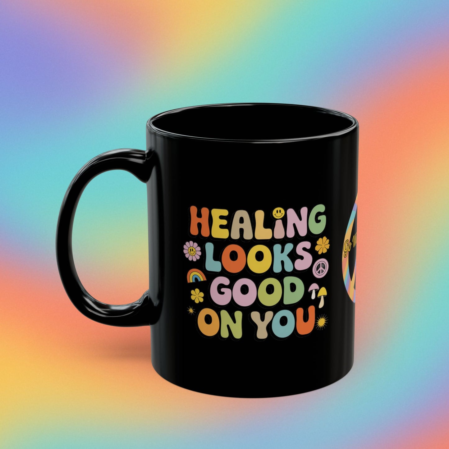 Healing Looks Good on You retro 70s self-love mental health coffee mug - MySisterIsASurvivor