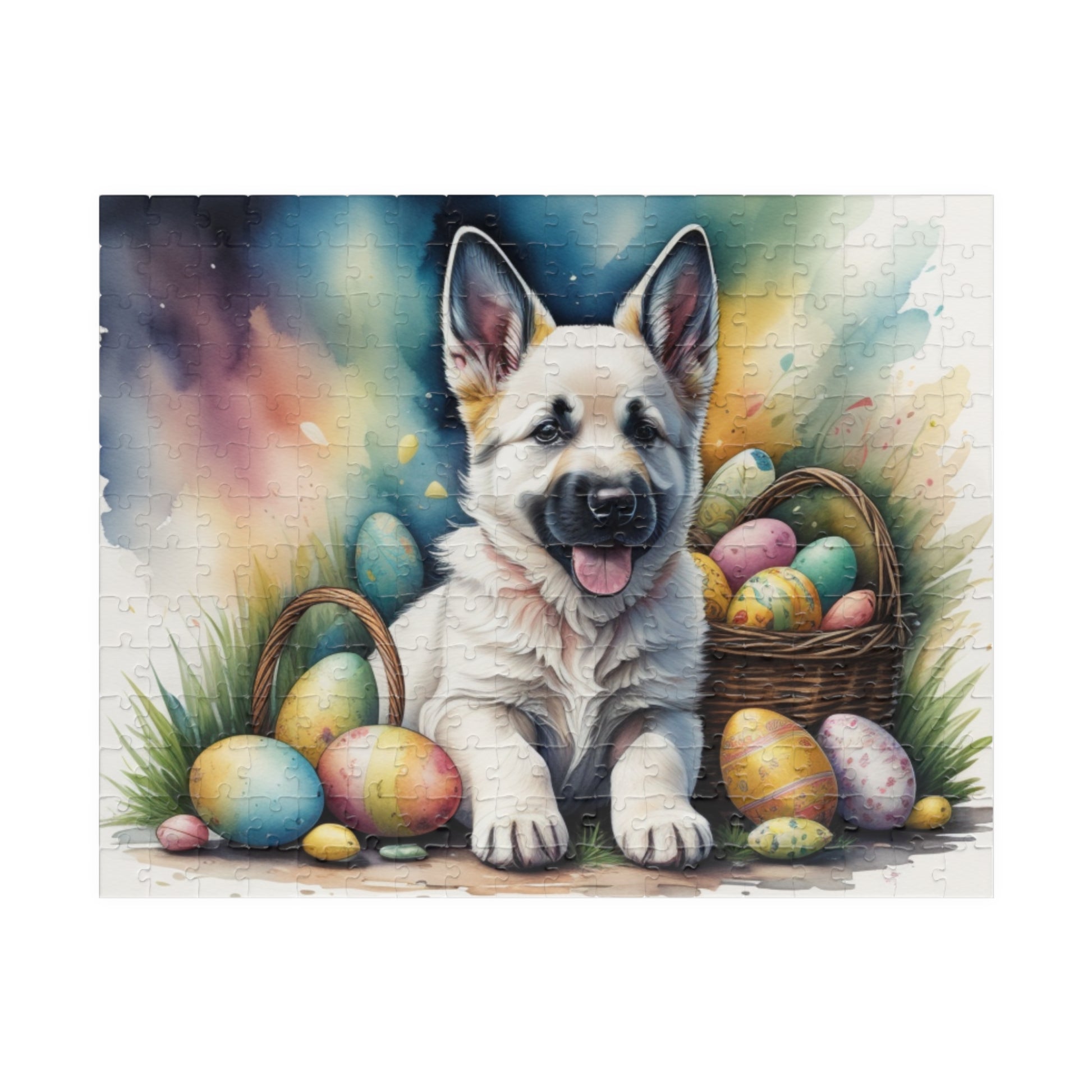German Shepherd (White) Easter Puppy Puzzle - Dog Lovers, Mental Health Benefits, Holiday Fun, Mindfulness, Stress Relief, Festive Gift
