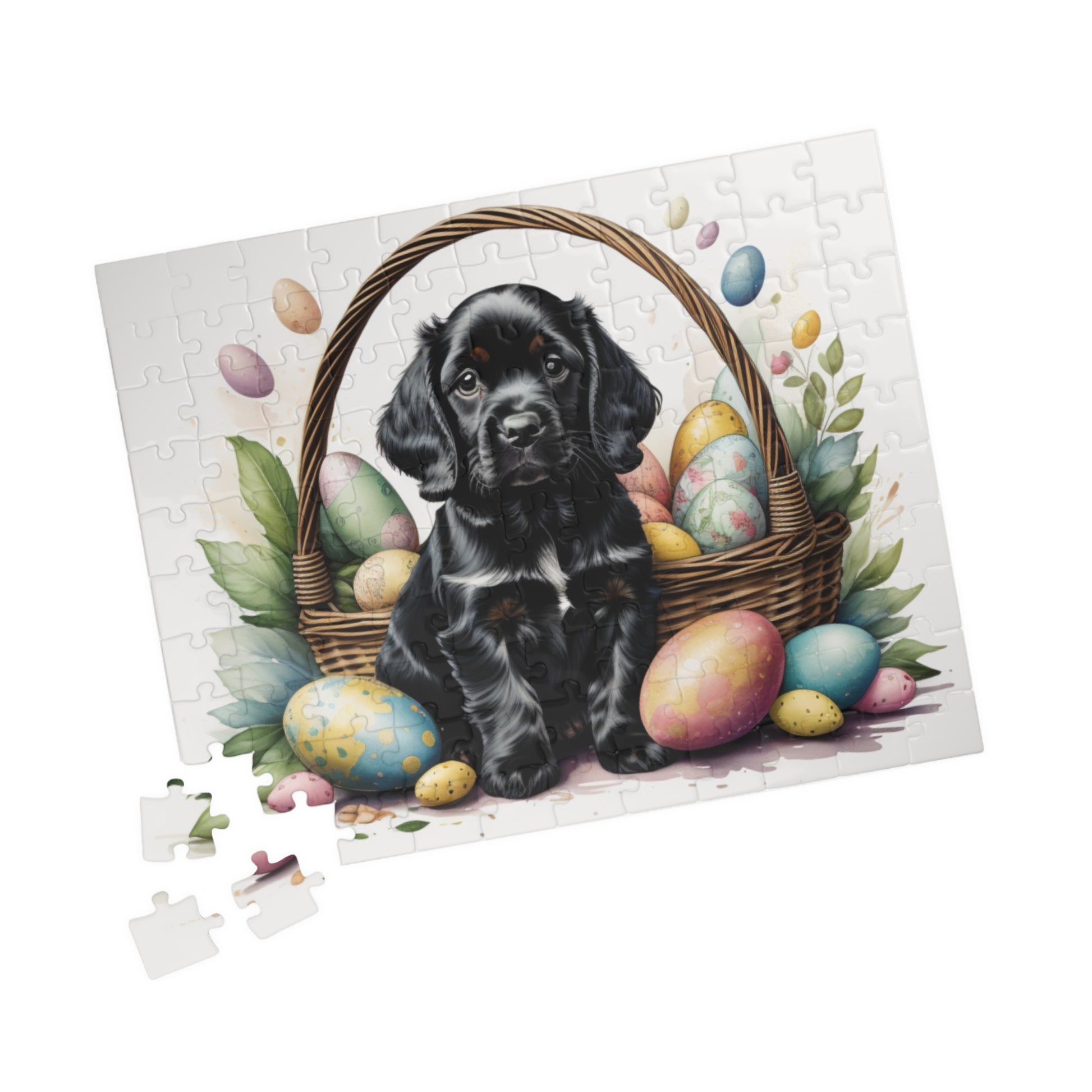 Cocker Spaniel (Black) Easter Puppy Puzzle - Dog Lovers, Mental Health Benefits, Holiday Fun, Mindfulness, Stress Relief, Festive Gift