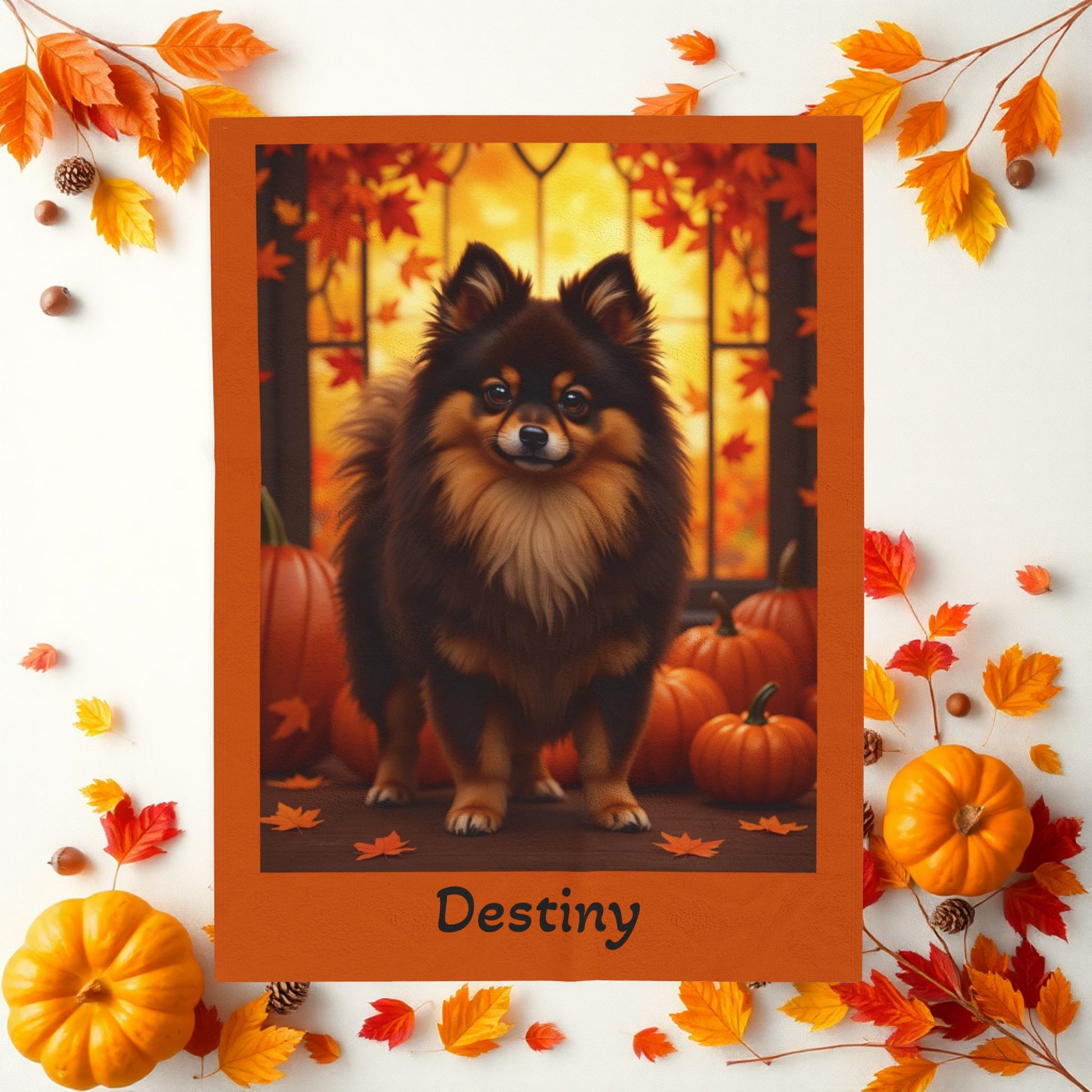 Pomeranian Chocolate & Tan Coat Velveteen Plush Blanket, Cozy Dog Mom Dad Plush Throw