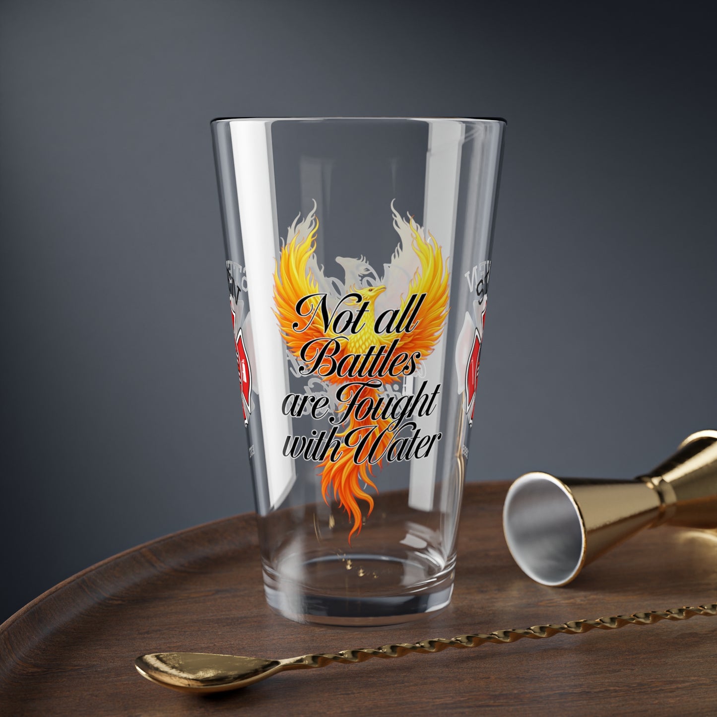 Not All Battles Use Water pint glass - mental health awareness glass honoring the unseen struggles of firefighters