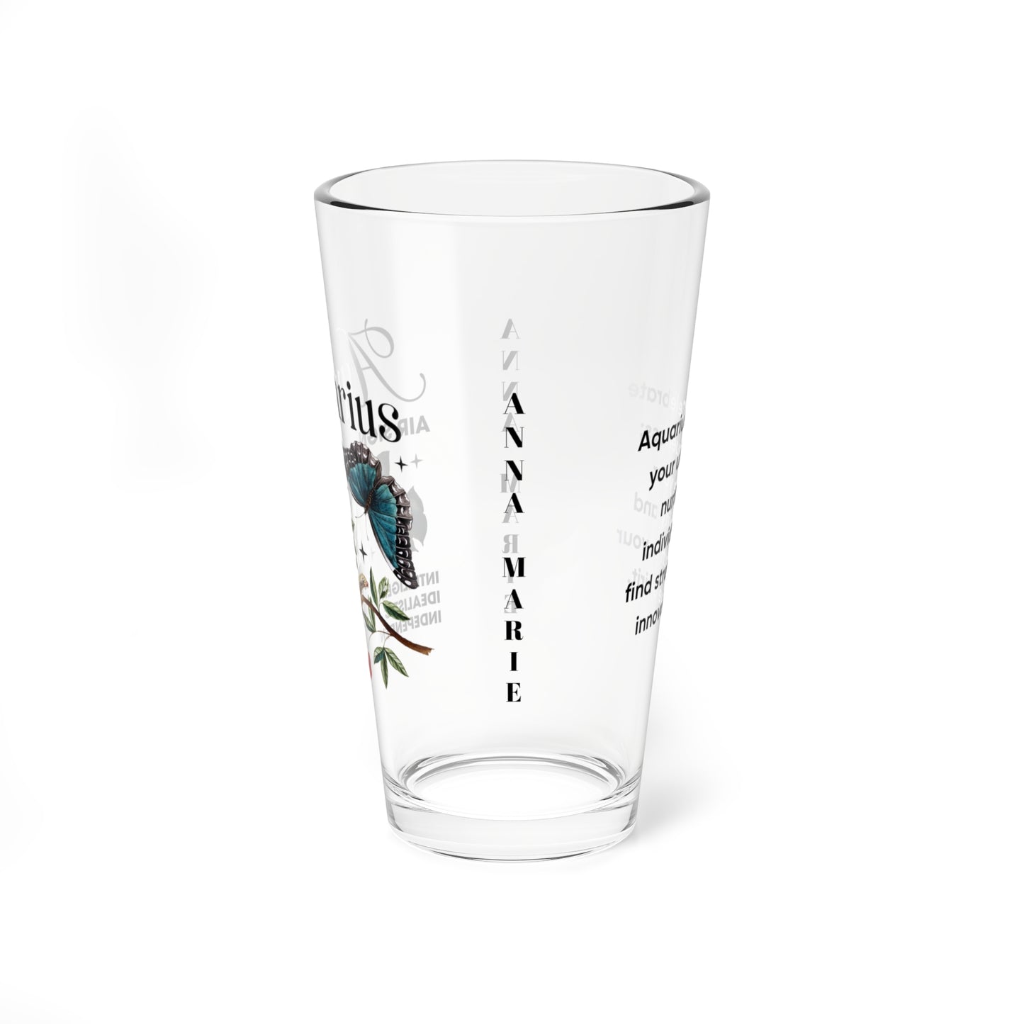 Aquarius zodiac pint glass, personalized astrology drinkware, 16oz horoscope gift for star sign lovers