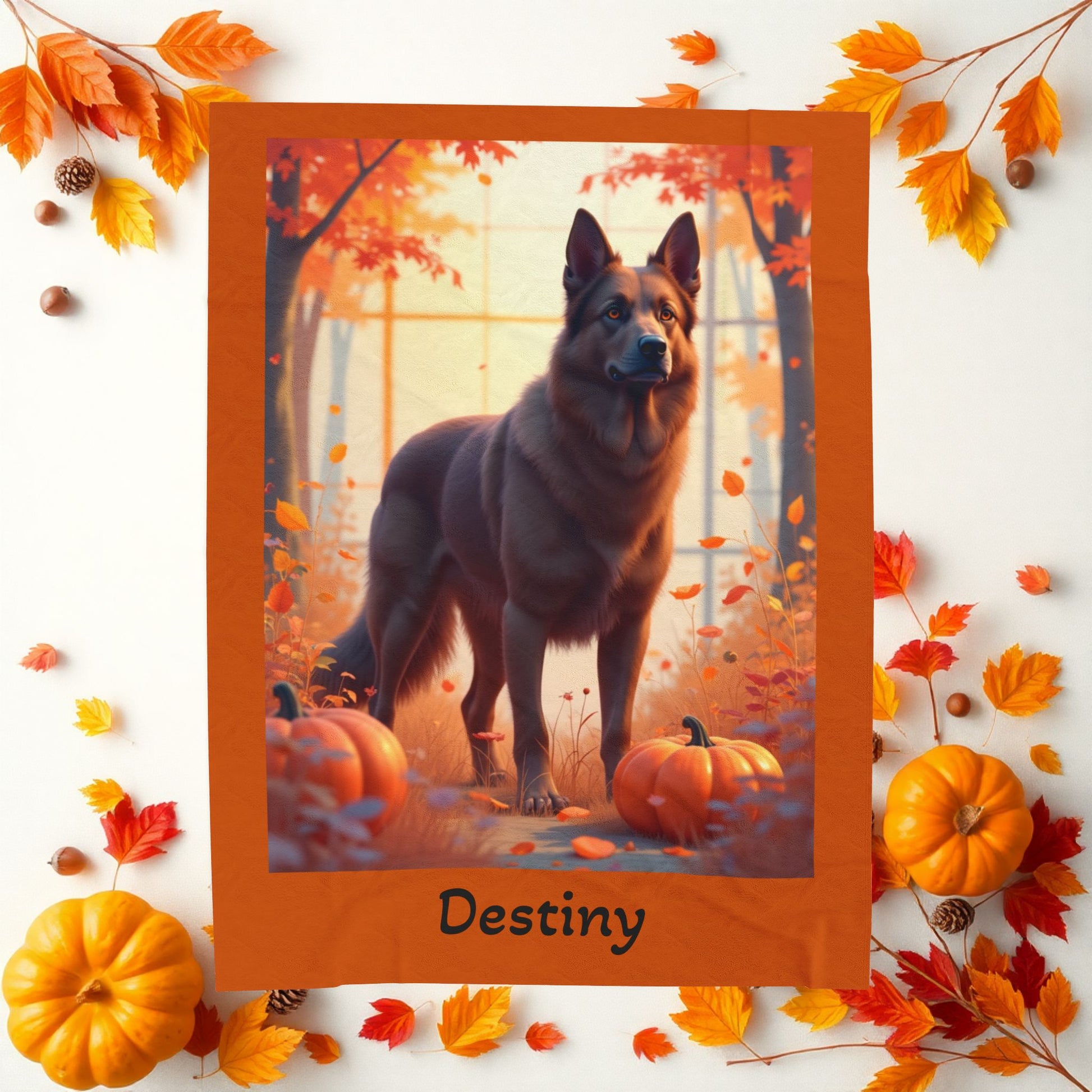 German Shepherd Liver Coat Velveteen Plush Blanket, Custom Plush Dog Throw, GSD Fans