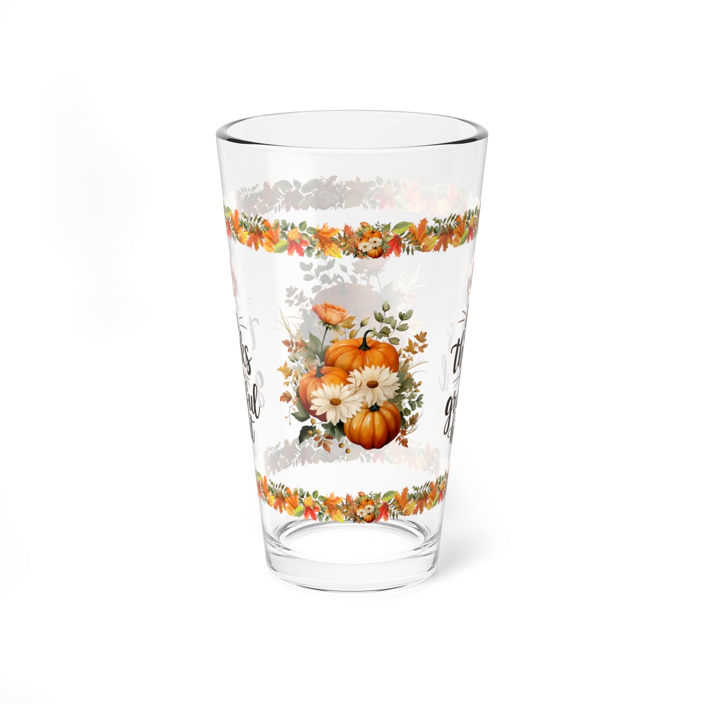 Give Thanks With A Grateful Heart 16oz Thanksgiving Pint Glass - Gratitude, Positivity, and Self-Care Gift