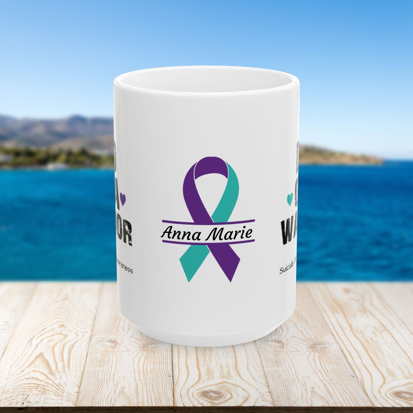 Dad of a Warrior ceramic mug - suicide prevention support and empowering gift for fathers