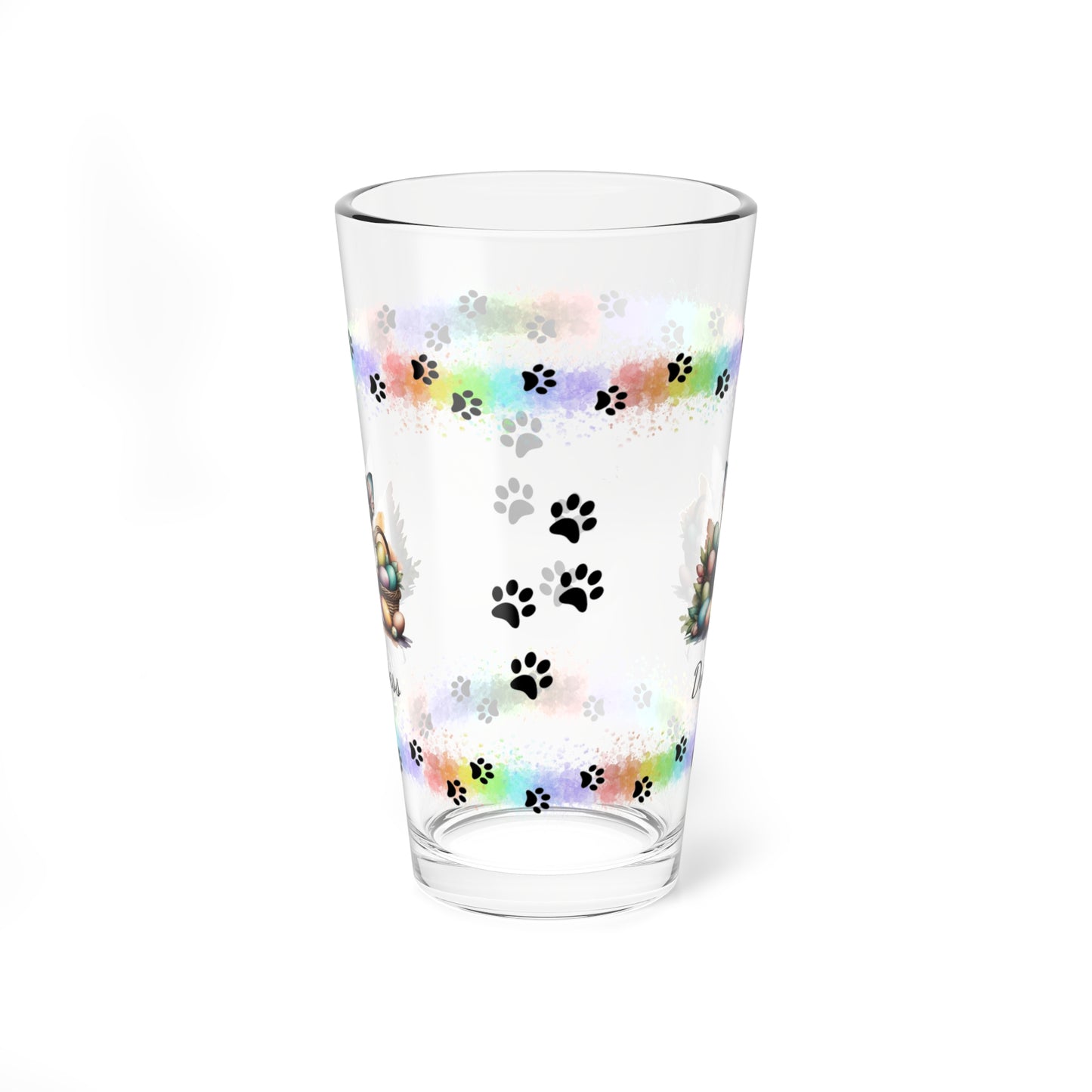 Chihuahua (Blue Tri) Personalized Easter Puppy 16oz Pint Glass - Custom Dog Design, Mental Health Gift, Easter Décor, and Festive Celebrations