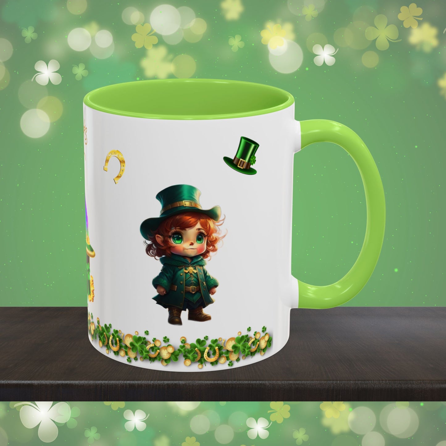 Mystical Leprechaun Magic: St. Patrick's Day Two-Tone Coffee Mug - Festive Ceramic Mug for Positivity & Mindfulness