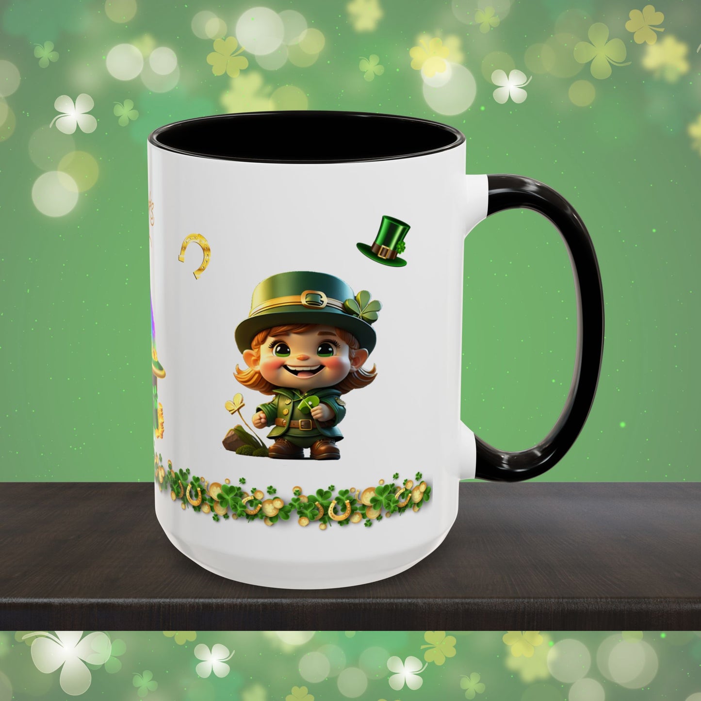 Leprechaun Mischief Logic: St. Patrick's Day Two-Tone Coffee Mug - Festive Ceramic Mug for Positivity & Mindfulness