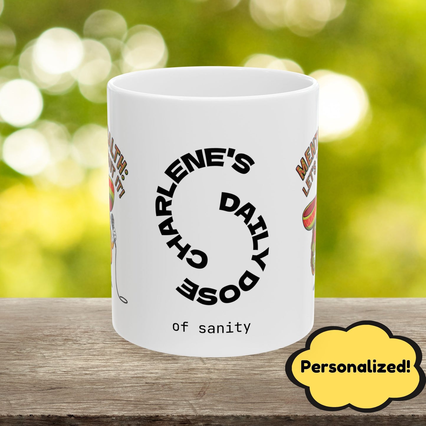 Mental Health: Let's Taco 'Bout It Funny Mental Health Mug, Stylish Ceramic Coffee Cup, Positive Affirmation Gift, Anxiety Relief, Self-Care Mug, Therapist Office Décor