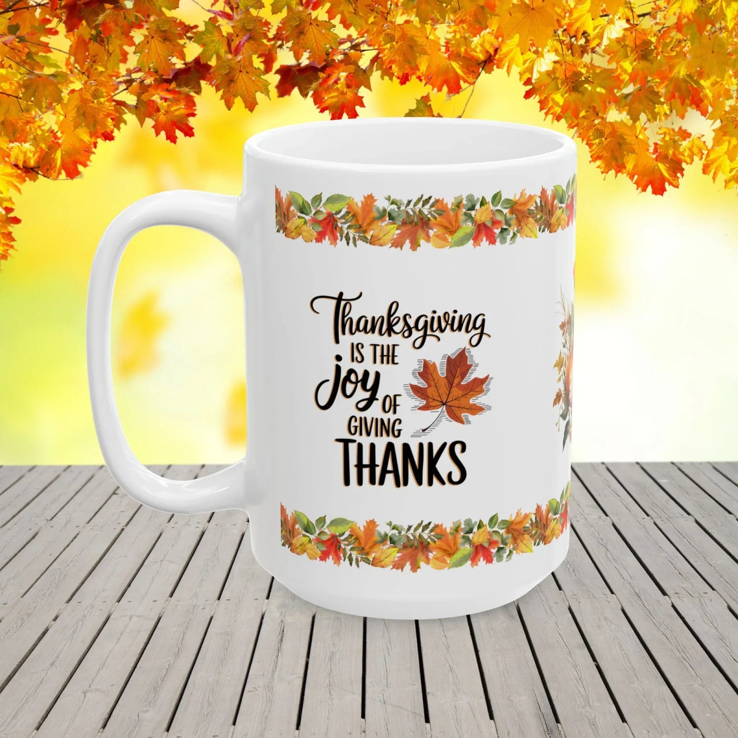 Shop our premium thanksgiving is the joy of giving thanks mug from MySisterIsASurvivor.