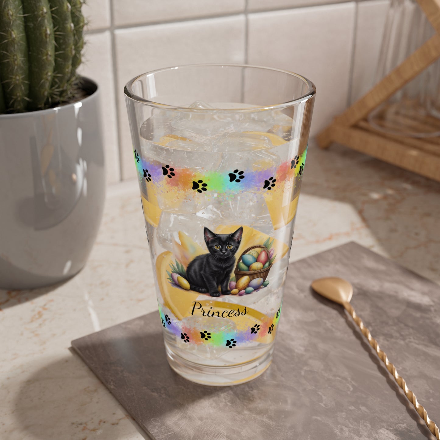 Bombay Easter Kitten 16oz Pint Glass - Personalized Cat-Themed Gift, Mental Health Drinkware, Holiday Décor & Easter Celebration