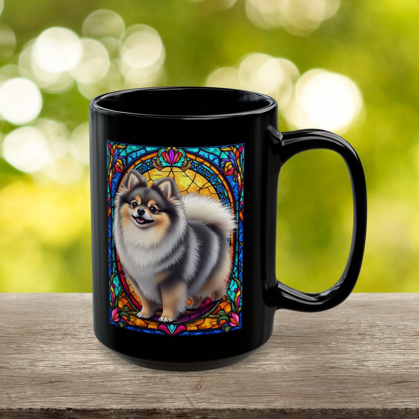 Wolf sable Pomeranian personalized name coffee mug