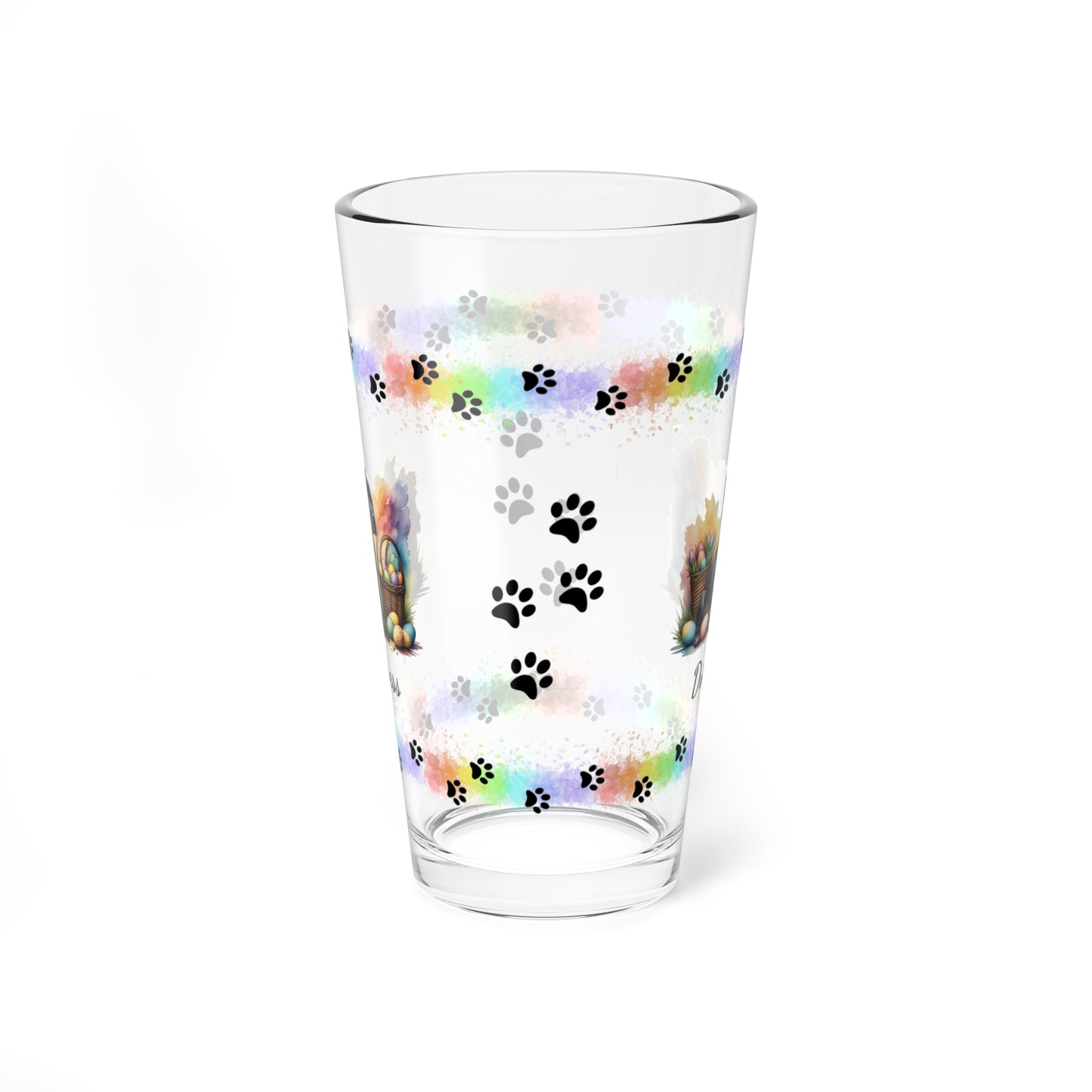 Great Dane (Black) Personalized Easter Puppy 16oz Pint Glass - Custom Dog Design, Mental Health Gift, Easter Décor, and Festive Celebrations