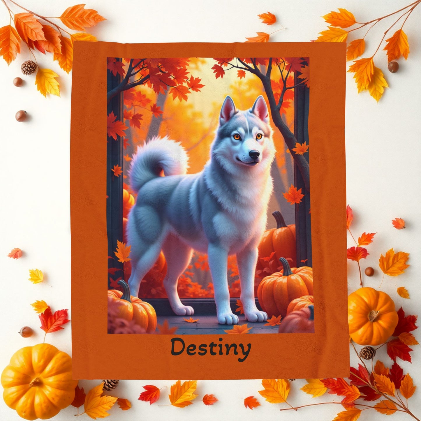 Silver Grey Husky amber eyes velveteen plush blanket, plush dog throw for Husky owners - MySisterIsASurvivor
