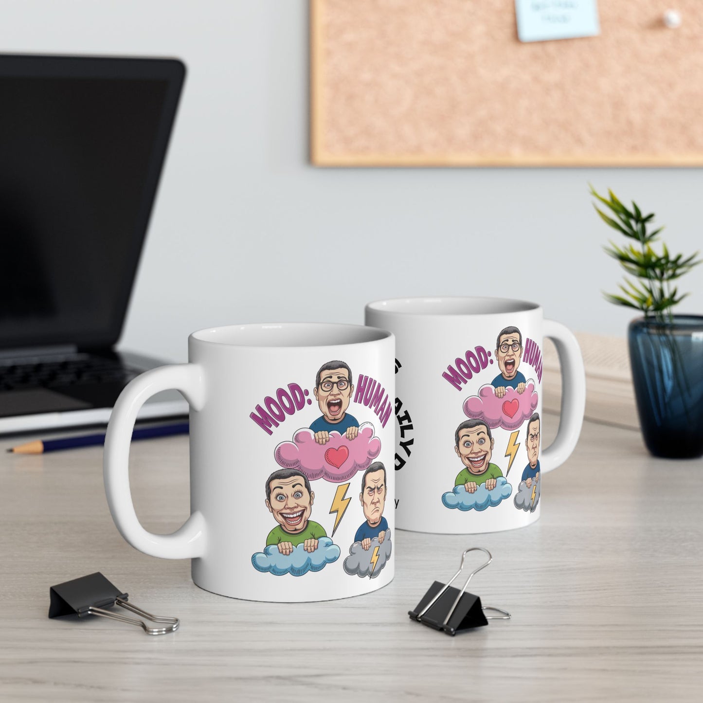 Mood: Human Funny Mental Health Mug, Stylish Ceramic Coffee Cup, Positive Affirmation Gift, Anxiety Relief, Self-Care Mug, Therapist Office Décor