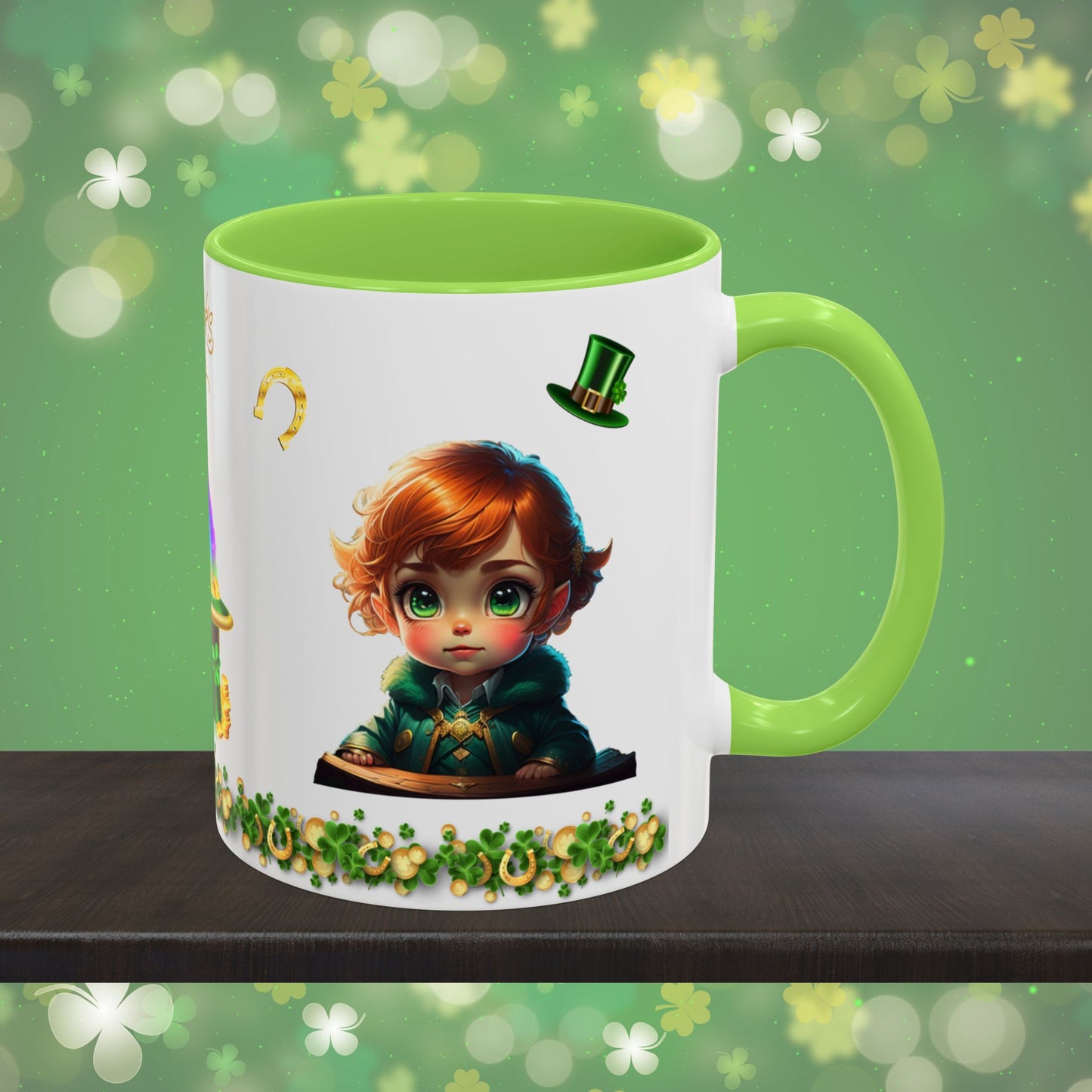 Leprechaun Labyrinth Logic: St. Patrick's Day Two-Tone Coffee Mug - Festive Ceramic Mug for Positivity & Mindfulness