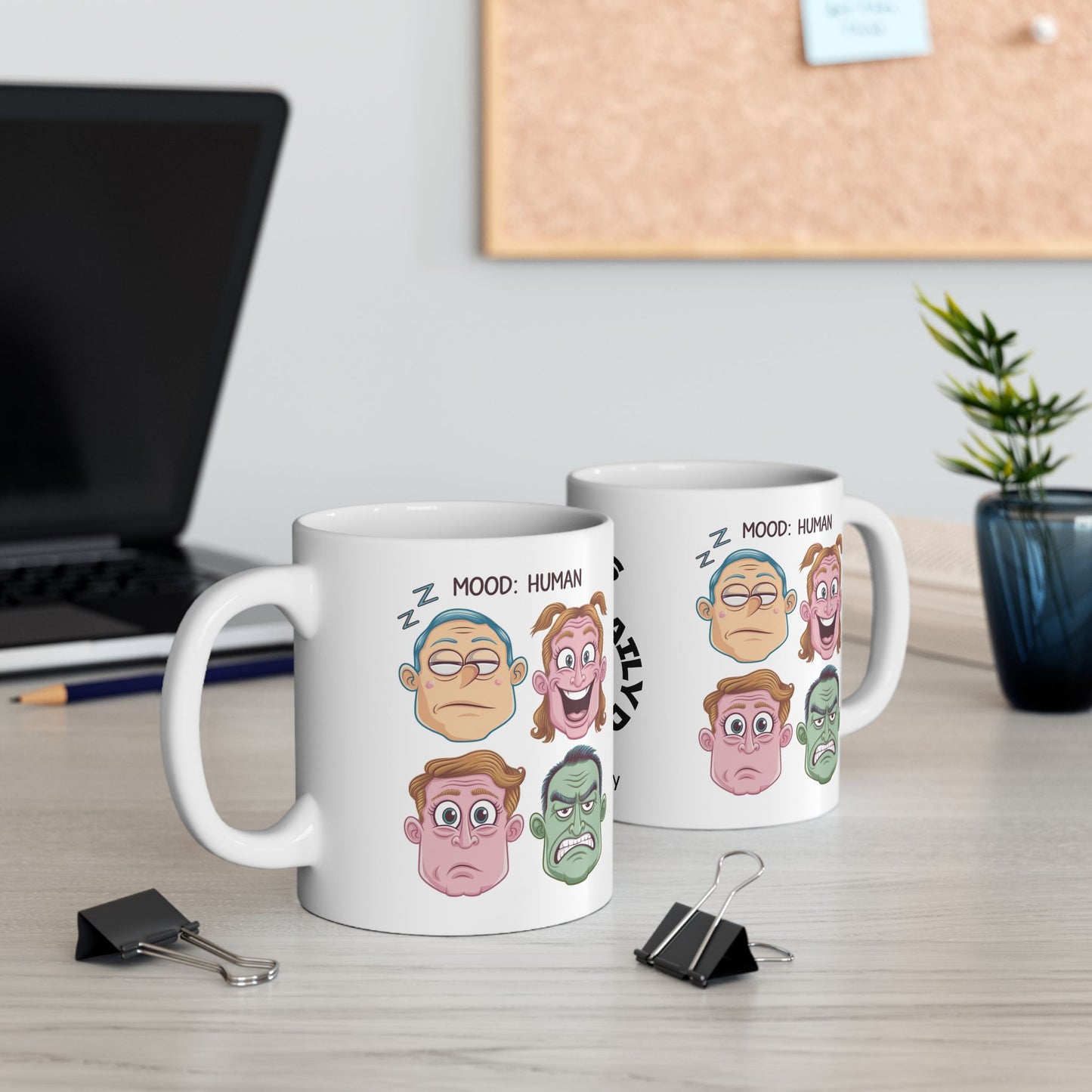 Mood: Human Funny Mental Health Mug, Stylish Ceramic Coffee Cup, Positive Affirmation Gift, Anxiety Relief, Self-Care Mug, Therapist Office Décor